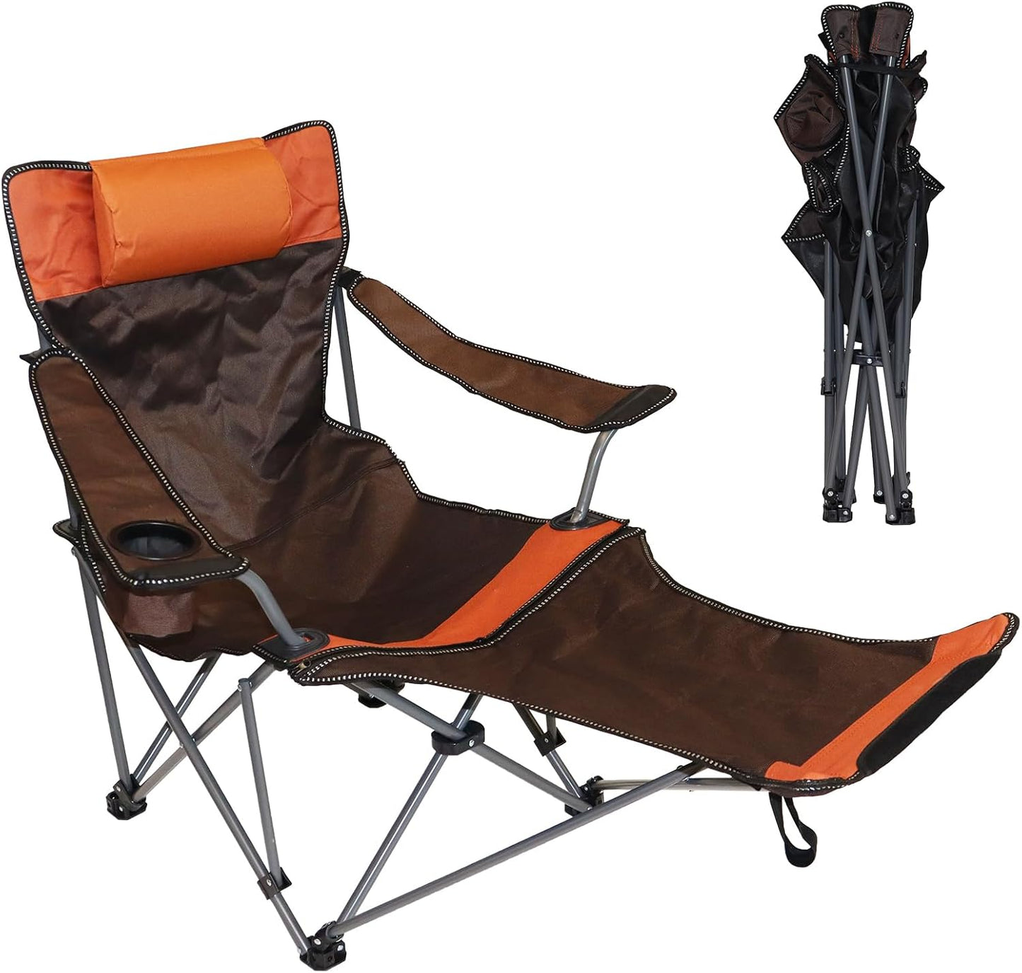 Portable Camping Chair: Reclines with Footrest