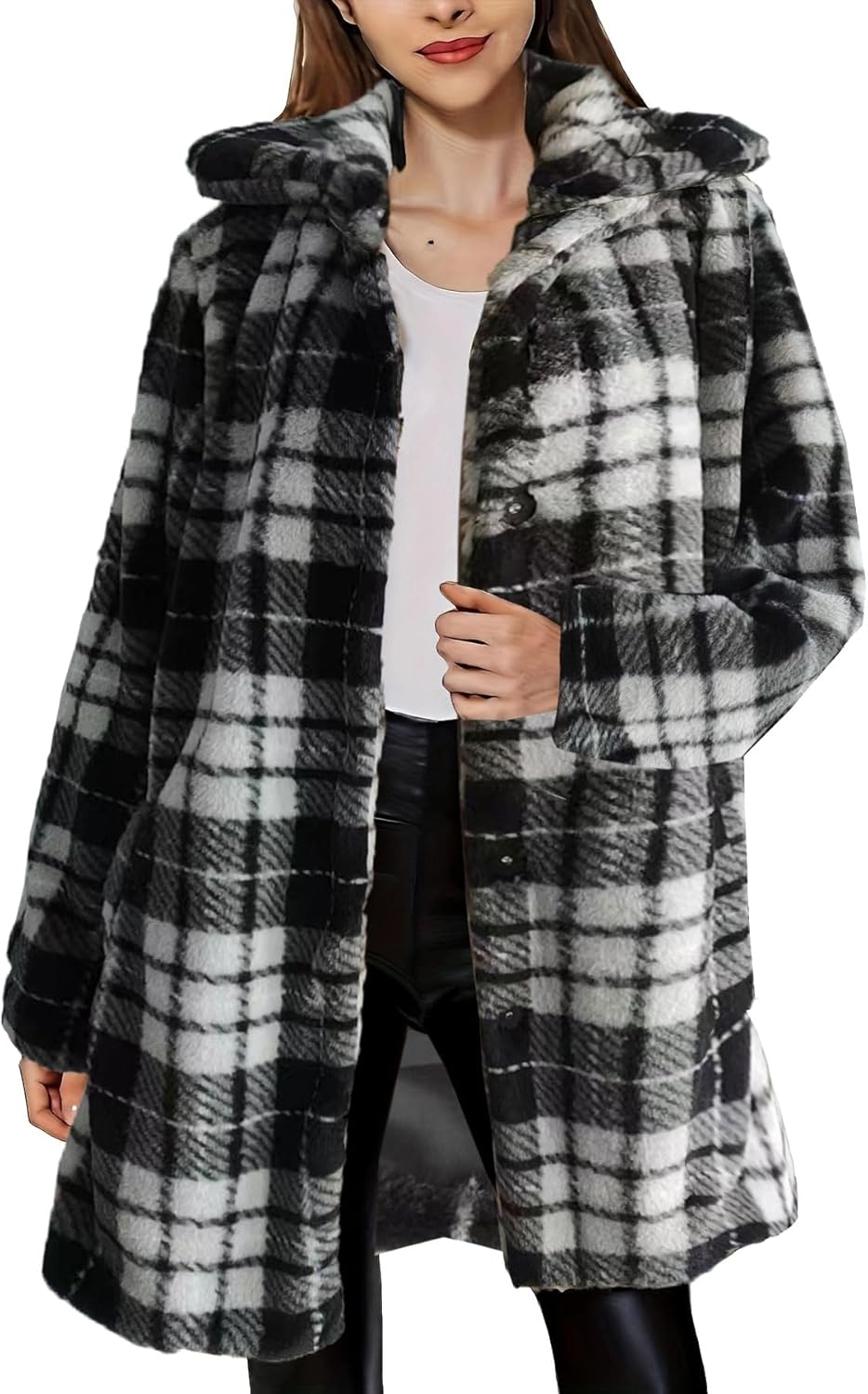 TOPONSKY Womens Winter Warm Faux Fur Lapel Coat for Style