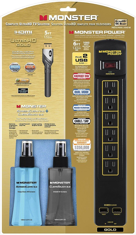 Monster Gold Home Theater Kit with HDMI and Surge Protection