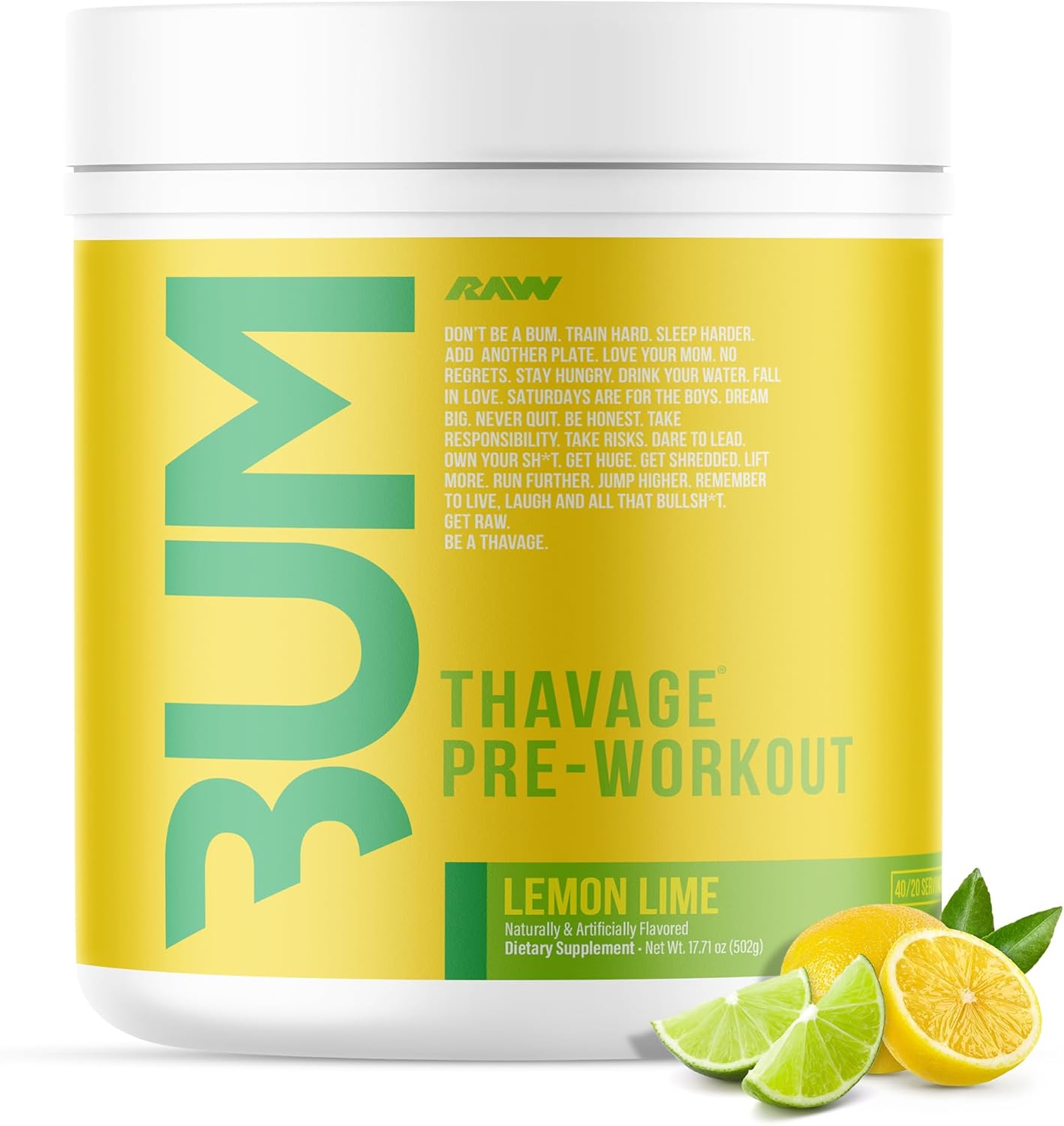 RAW Thavage Preworkout Powder for Energy and Focus in Lemon Lime