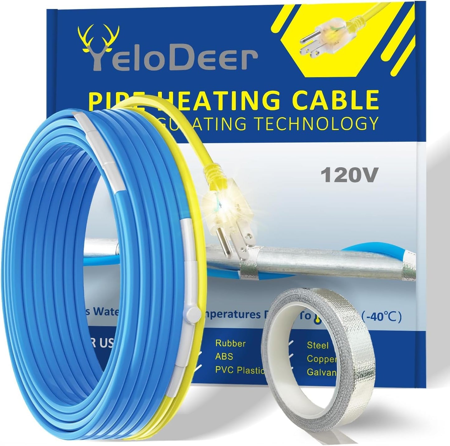 50 FT Heat Tape for Water Pipes Freeze Protection - Self Regulating
