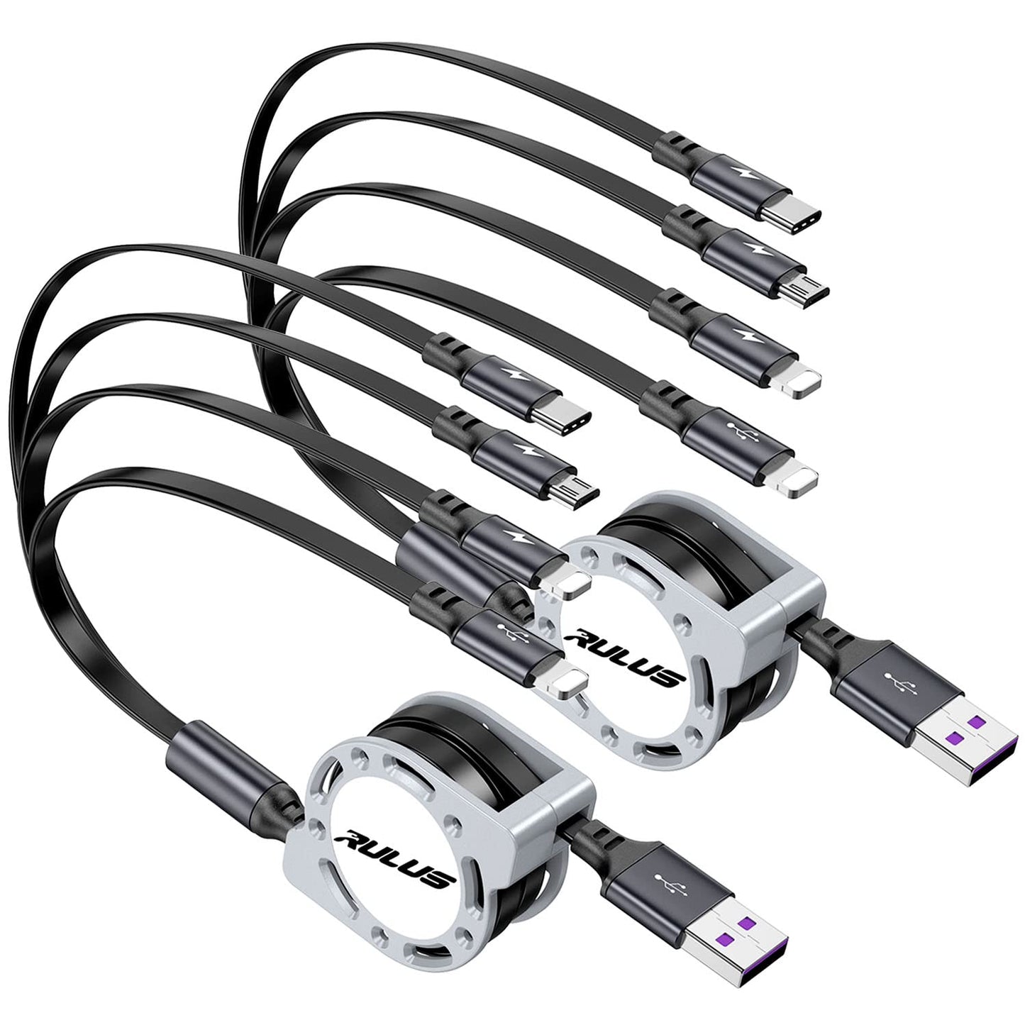 RULUS 4-in-1 Retractable Multi Charger - Fast Charge Multiple Devices