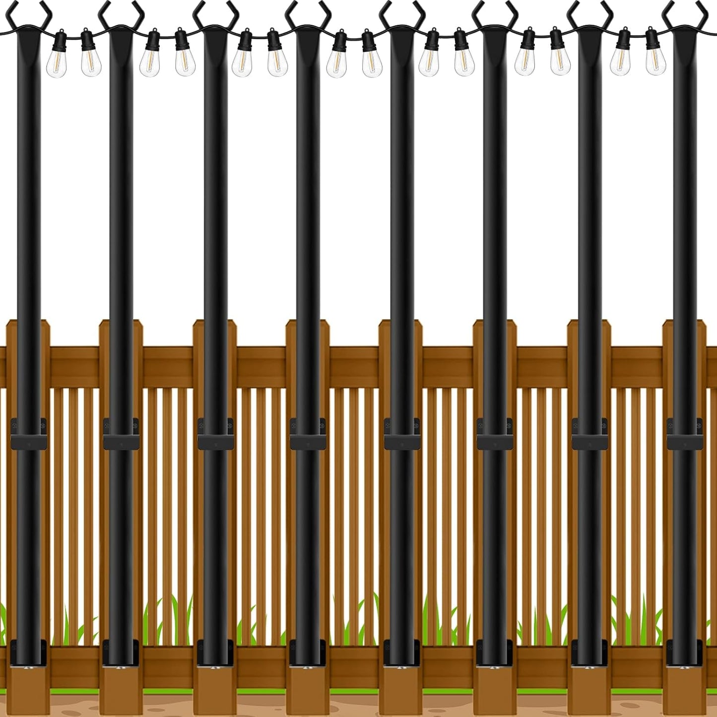 8 Pack 5Ft String Light Poles for Outdoor Decor and Events