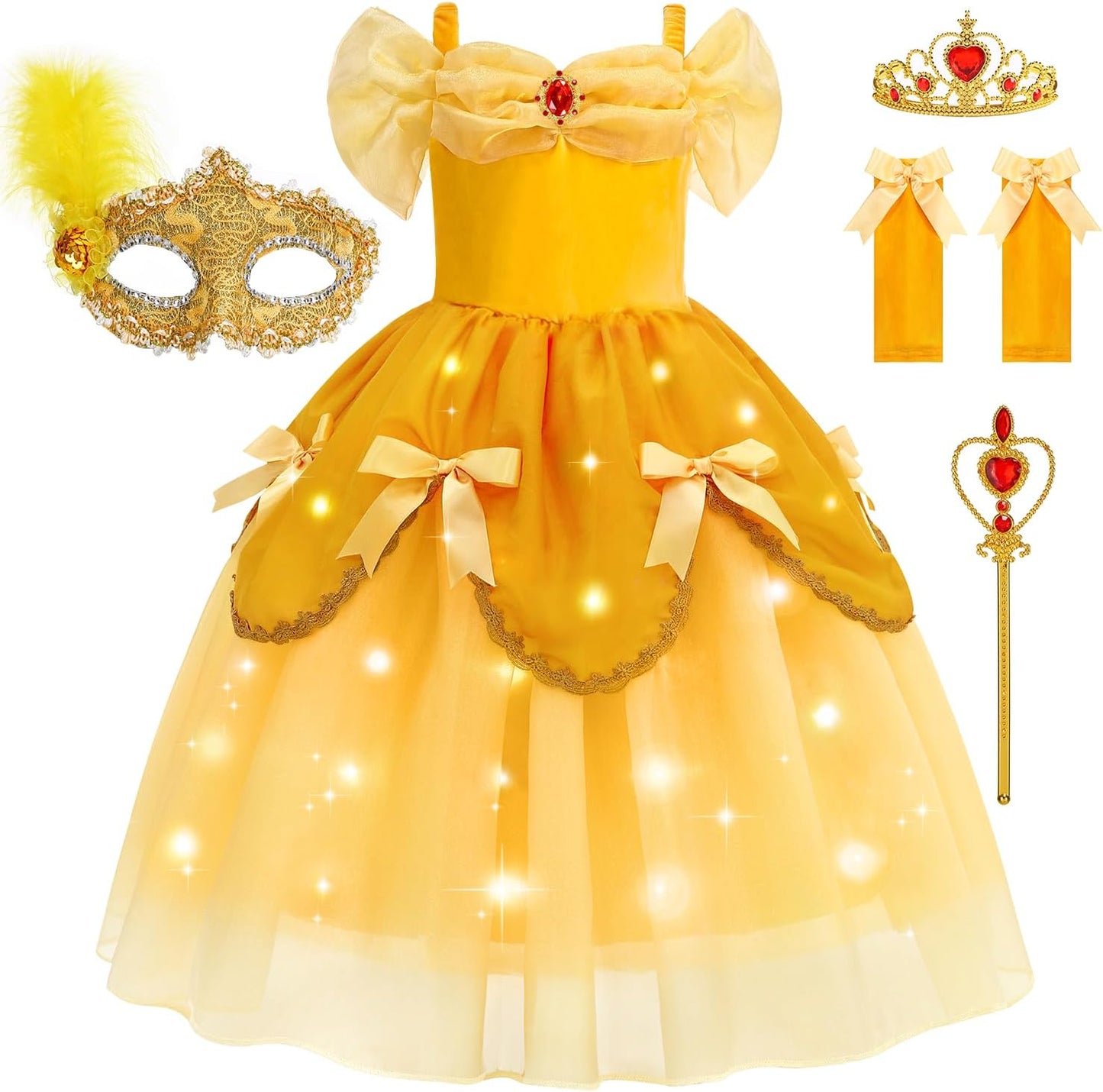 Light Up Princess Dress for Girls - Magical Yellow Costume