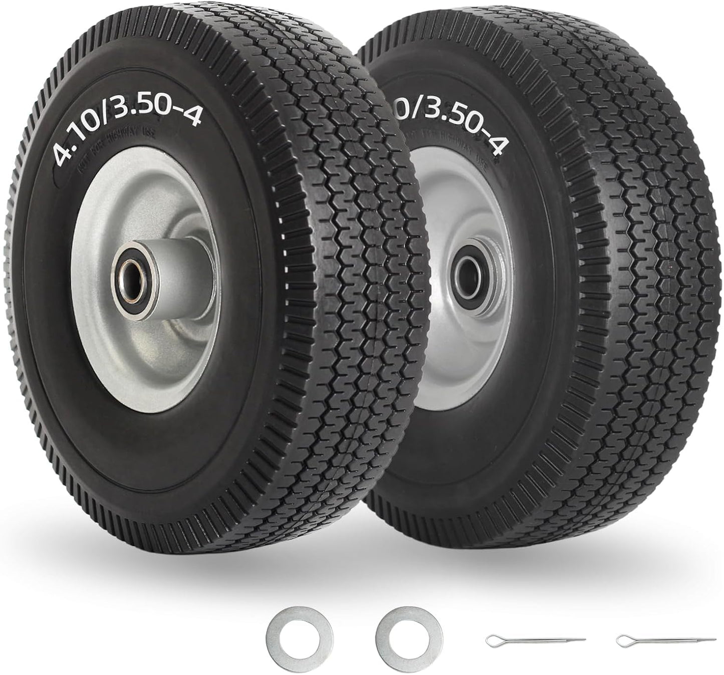 4.10/3.50-4 Flat Free Tire and Wheel for Garden Carts