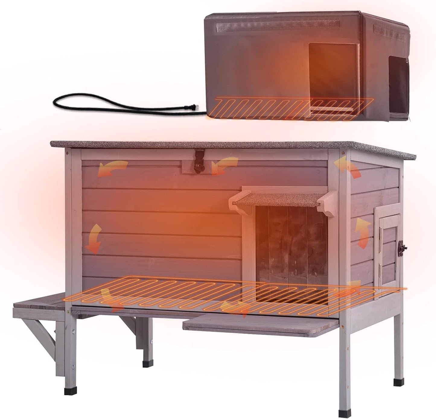 GUTINNEEN Heated Outdoor Cat House with Insulated Design