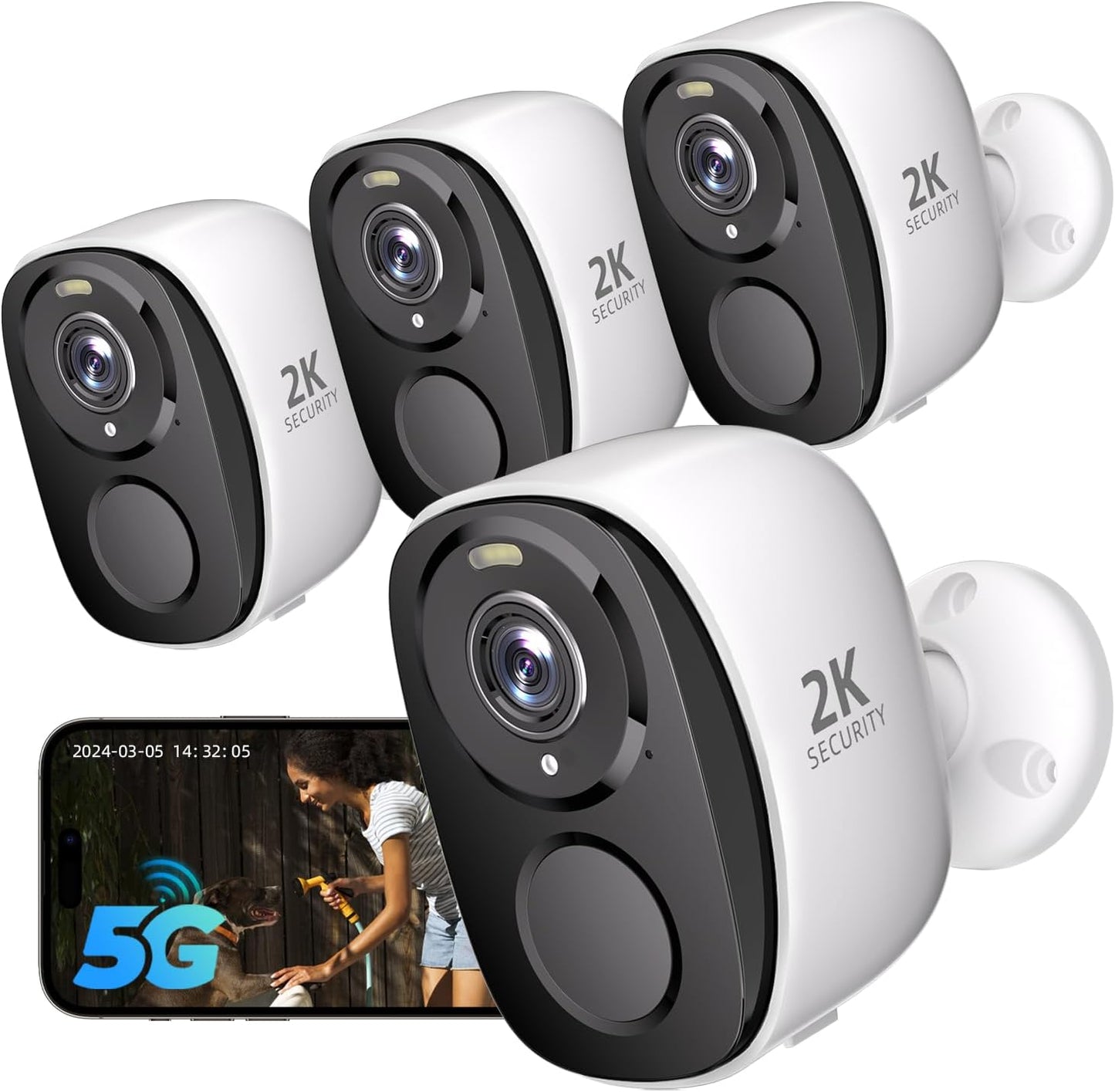 2K Wireless Outdoor Security Cameras with AI Detection & Night Vision
