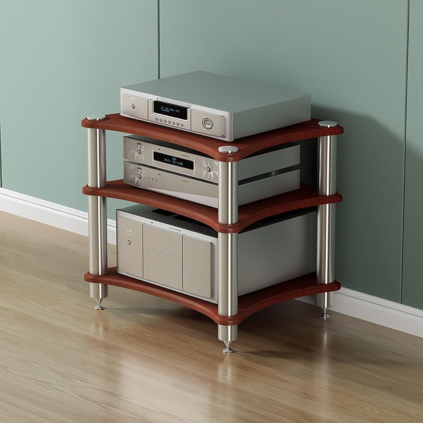 Multi-Device Walnut Media Stand - Organize with Style!