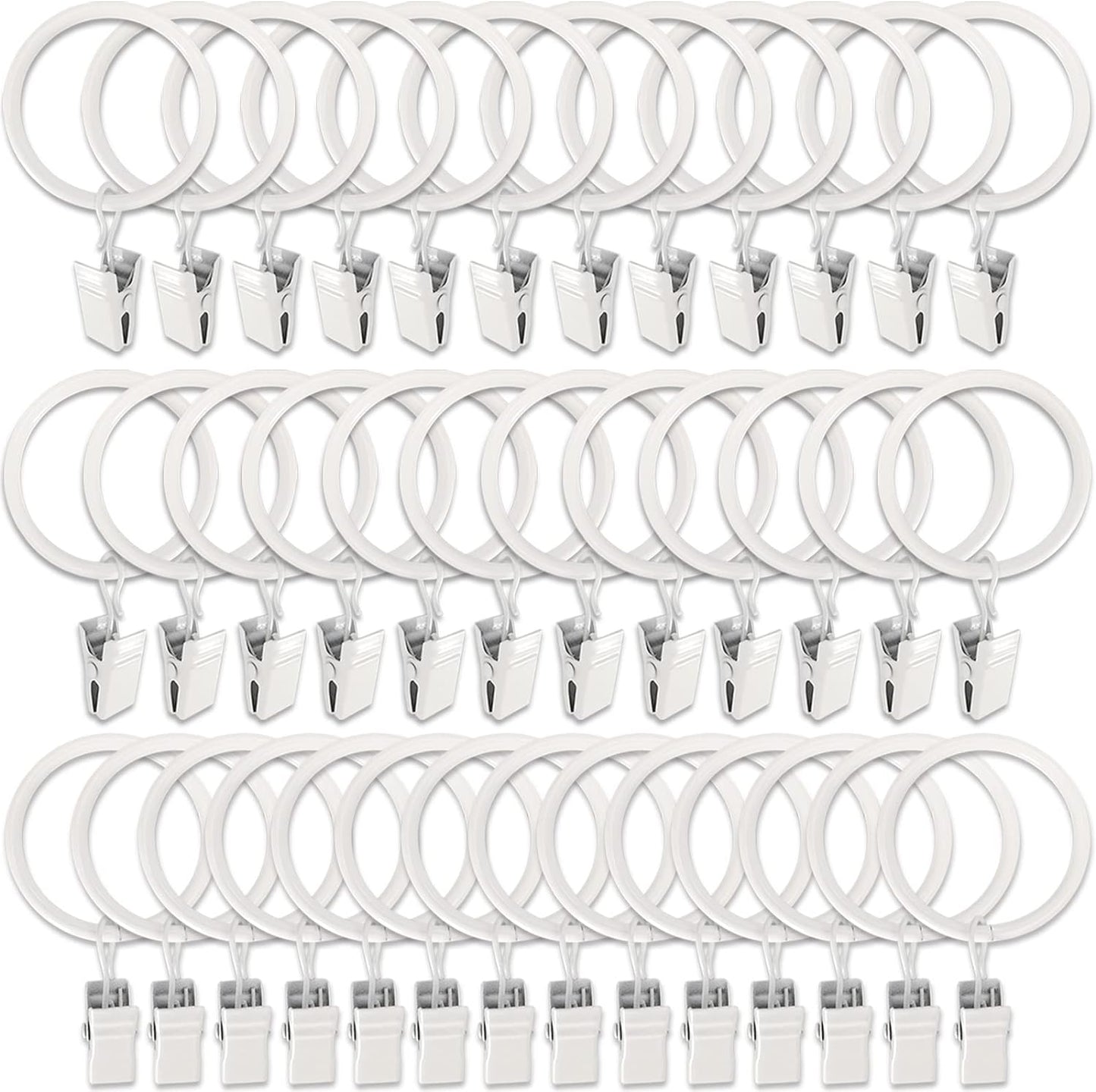 40 Pack White Clip Rings: Easy Drapery Hanging!