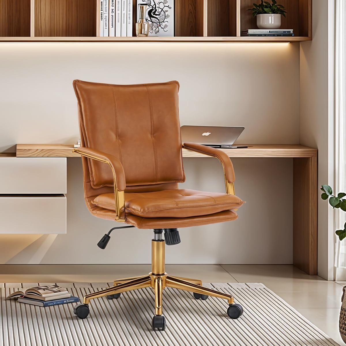 MOJAY Mid-Back Ergonomic Leather Office Chair for Comfort
