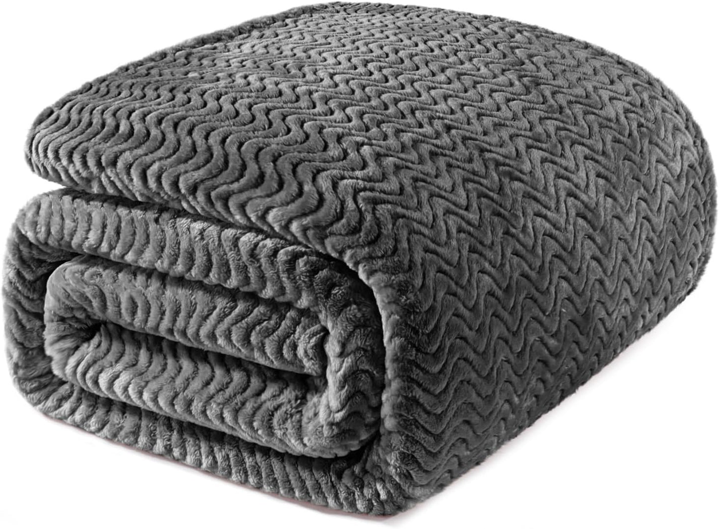 Soft Fleece Blanket Twin Size for All Season Use, Dark Grey
