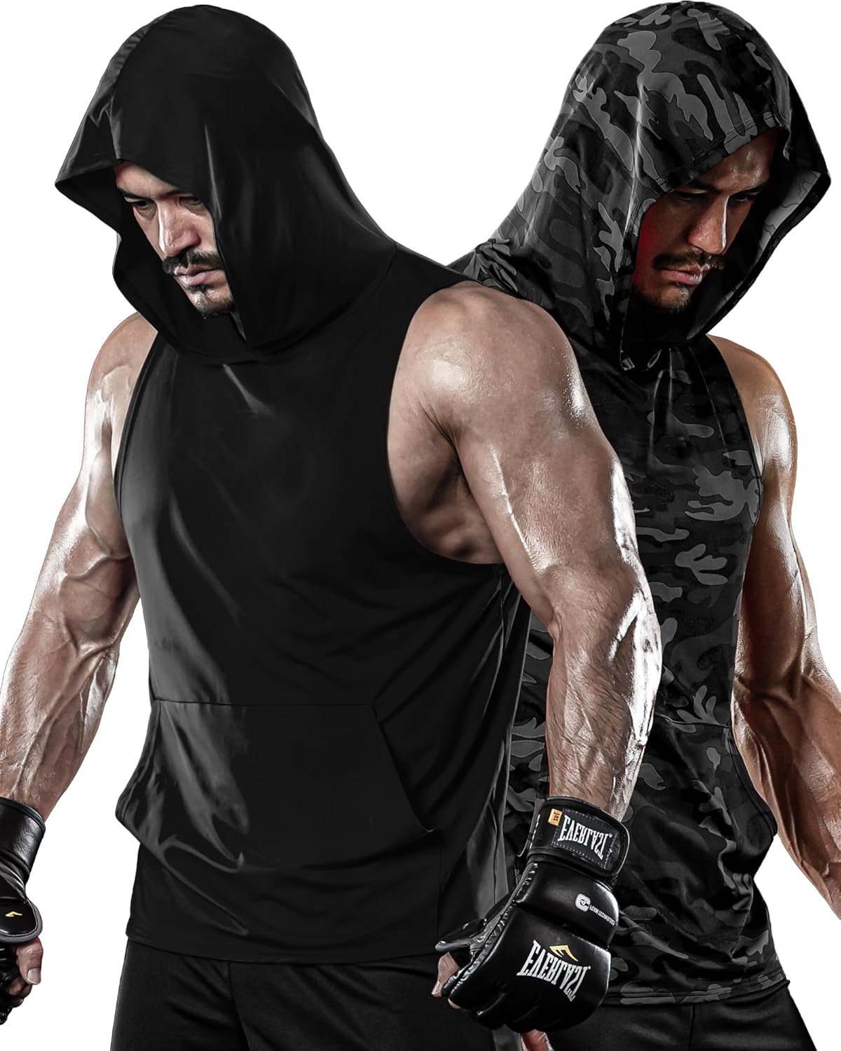 DRSKIN Men's Muscle Cut Off Hooded Tank - Workout Dry