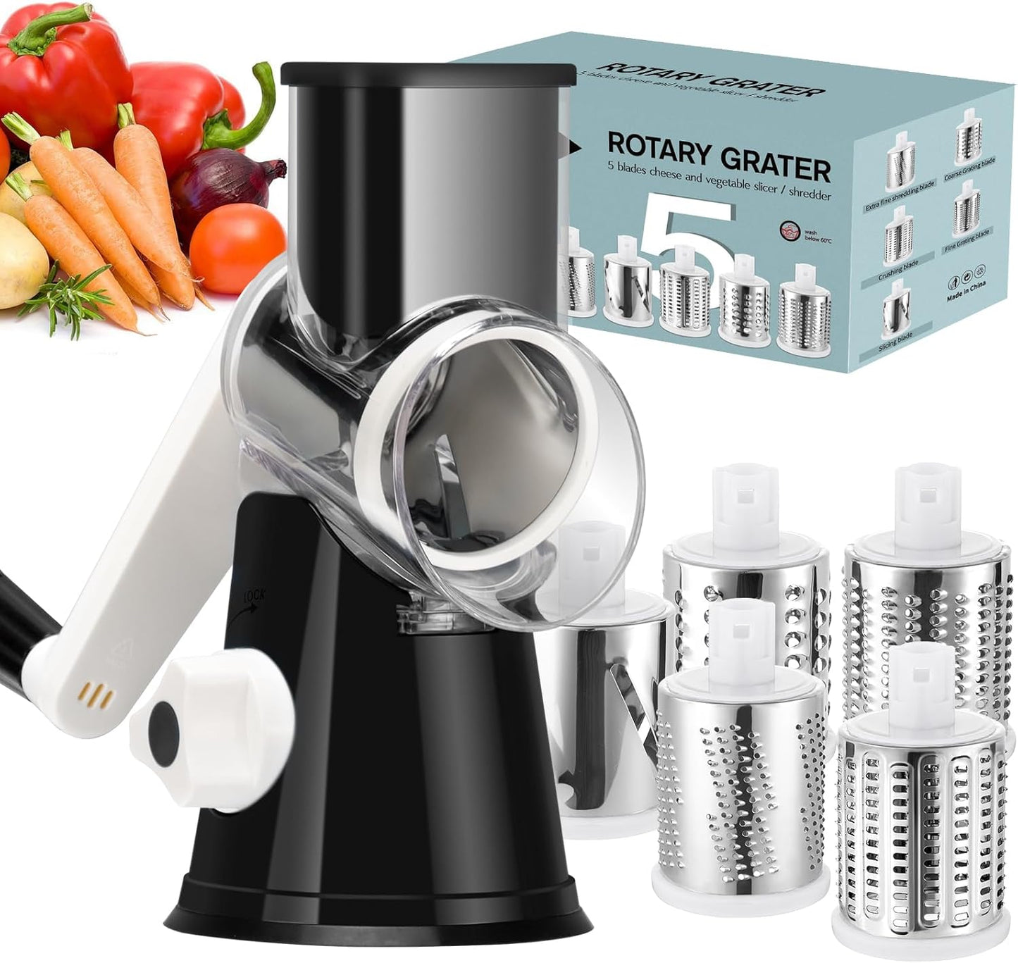 Ourokhome Rotary Cheese Grater Hand Crank for Easy Shredding
