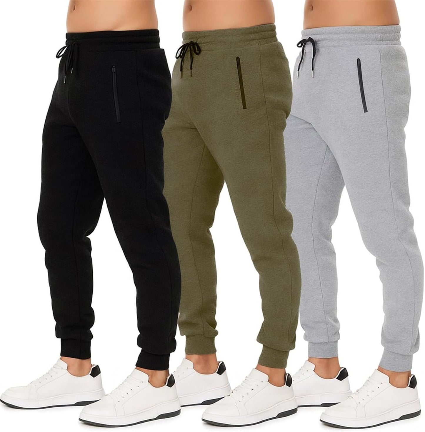 Comfortable Mens Jogger Sweatpants with Pockets & Zipper
