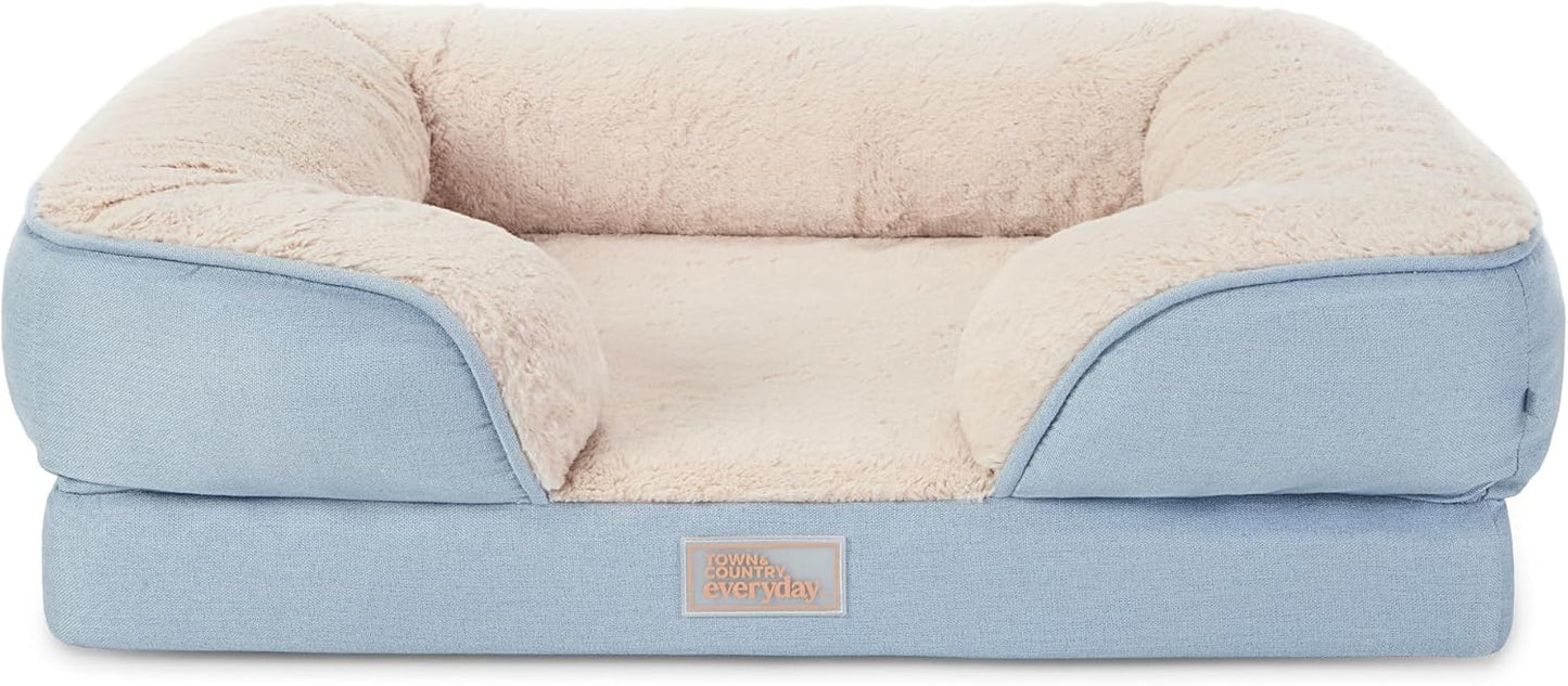 CuddleTown Comfy Solid Bolster Sofa Pet Bed for Medium Pets