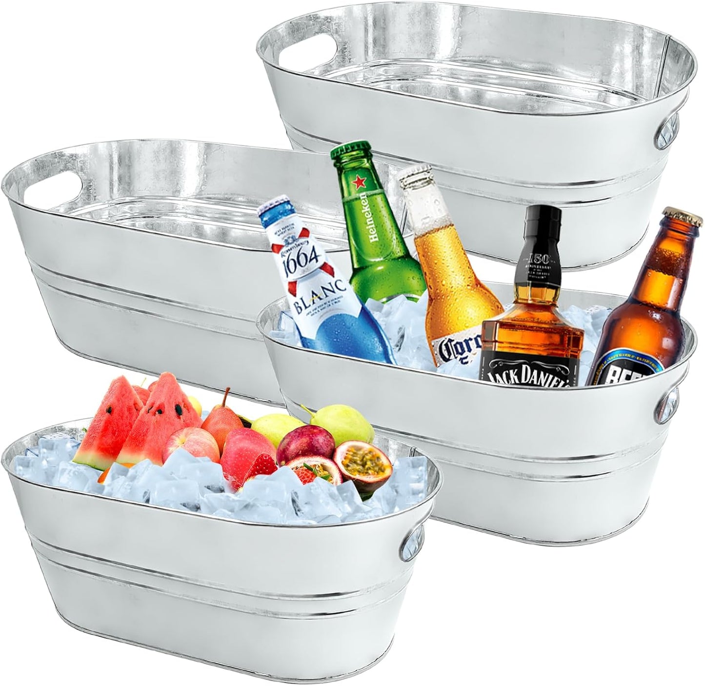 4Pcs 3 Gallon Galvanized Bucket for Parties and Beverages