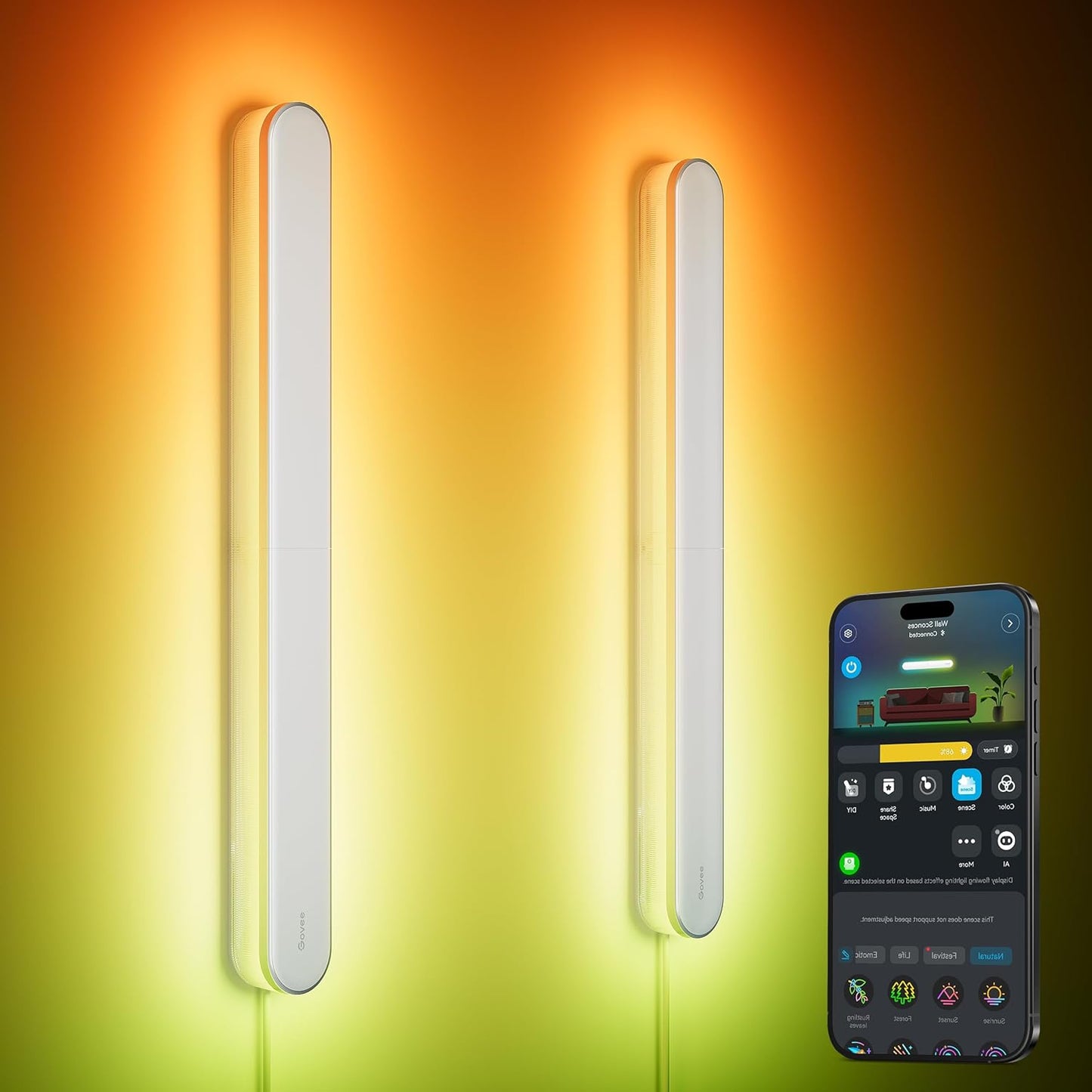 Govee RGBIC LED Wall Sconces Set of Two for Modern Spaces