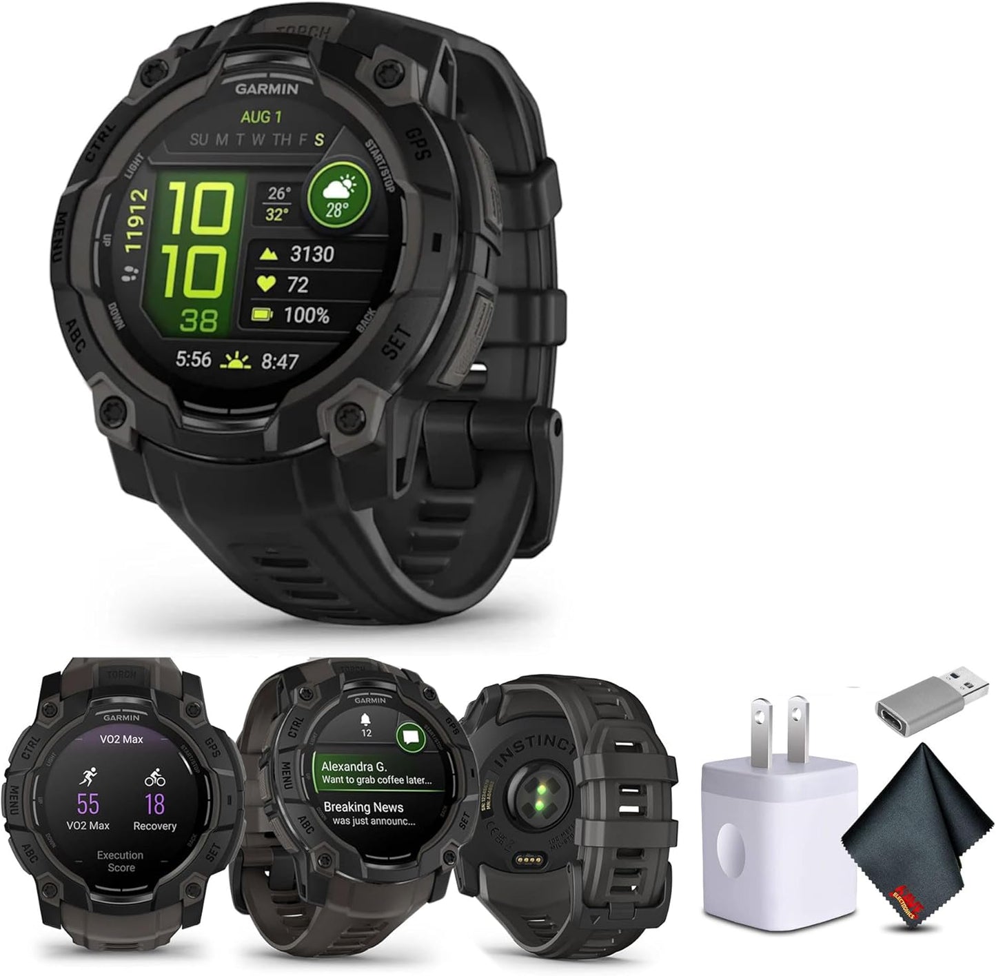 Garmin Instinct 3 45mm GPS Smartwatch with AMOLED Display