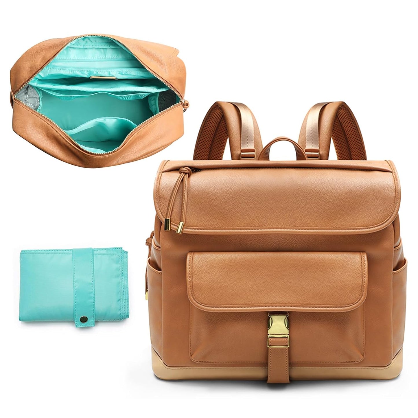 MOMINSIDE Leather Diaper Backpack: Stylish & Organized
