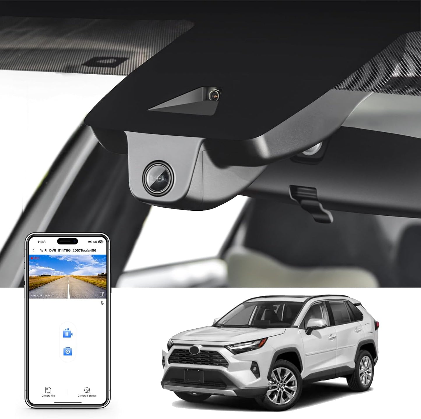4K Dash Cam for Toyota RAV4 2022-2025 with UHD Video & WiFi