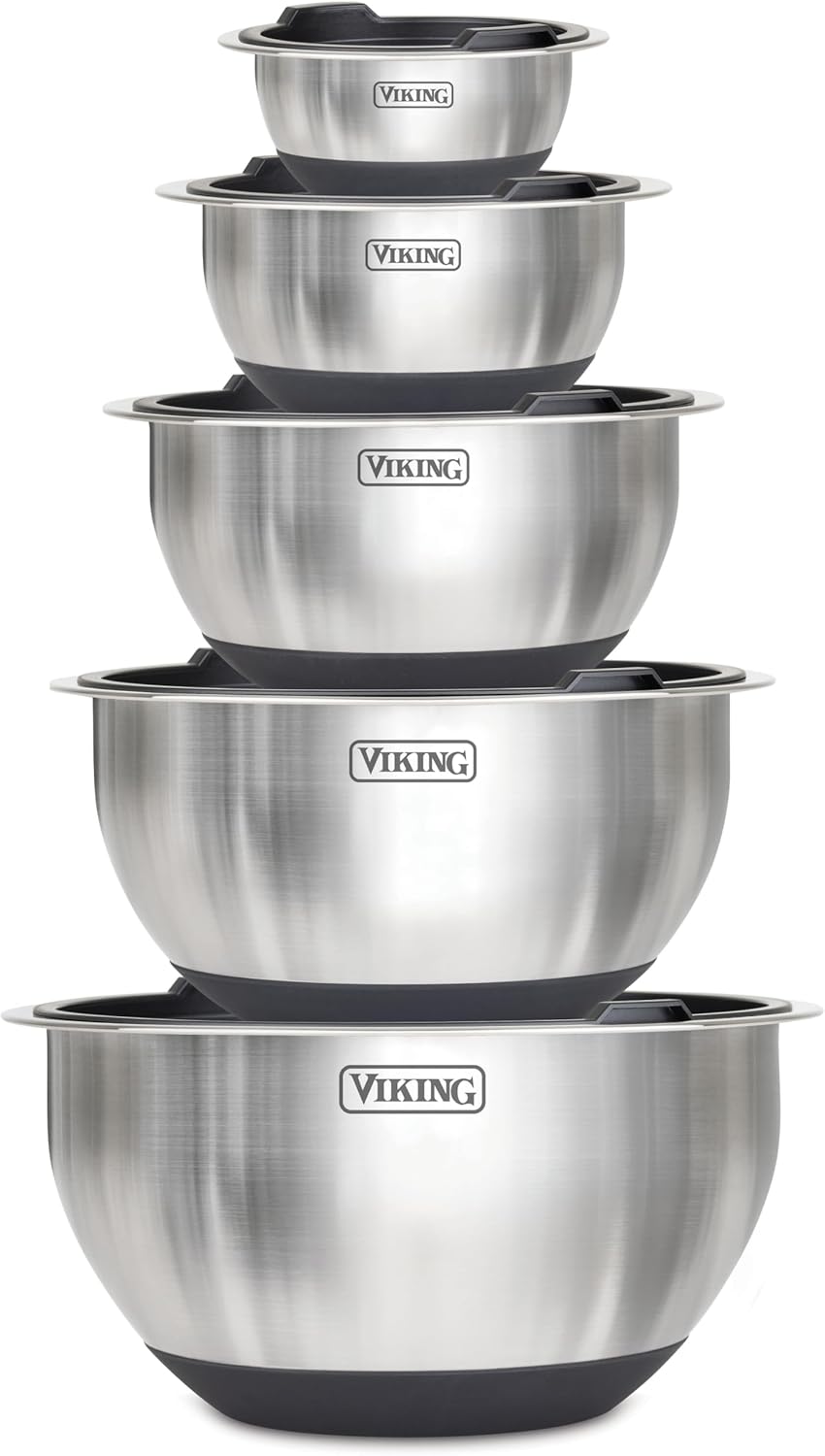 VIKING Mixing Bowls Set - 10 Piece Stainless Steel Cookware