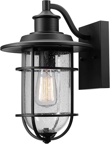 Globe Electric 44094 1-Light Outdoor Wall Sconce with Seeded Glass