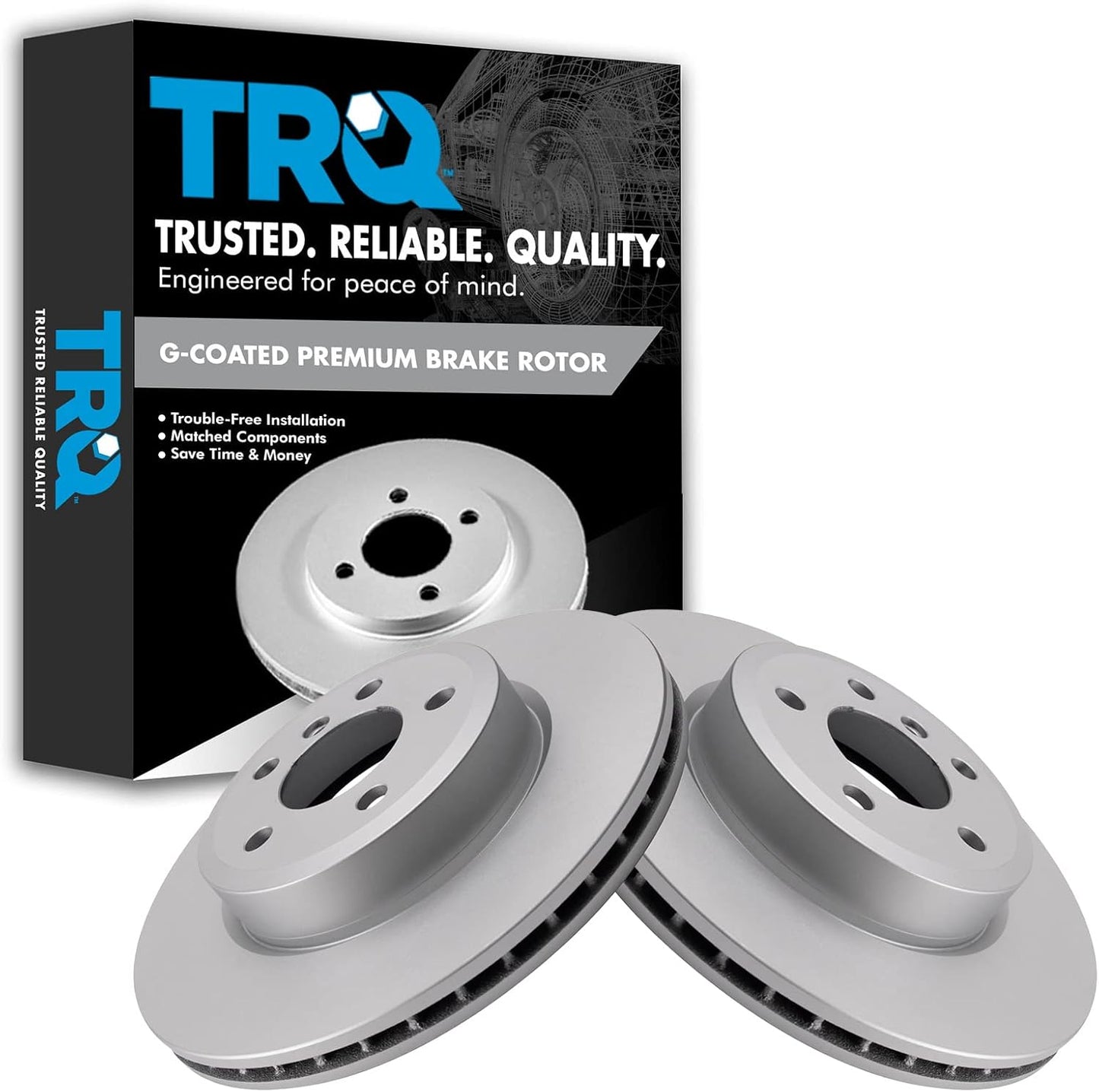 TRQ Front Brake Rotors Set for 2004-2010 BMW X3 Vehicles