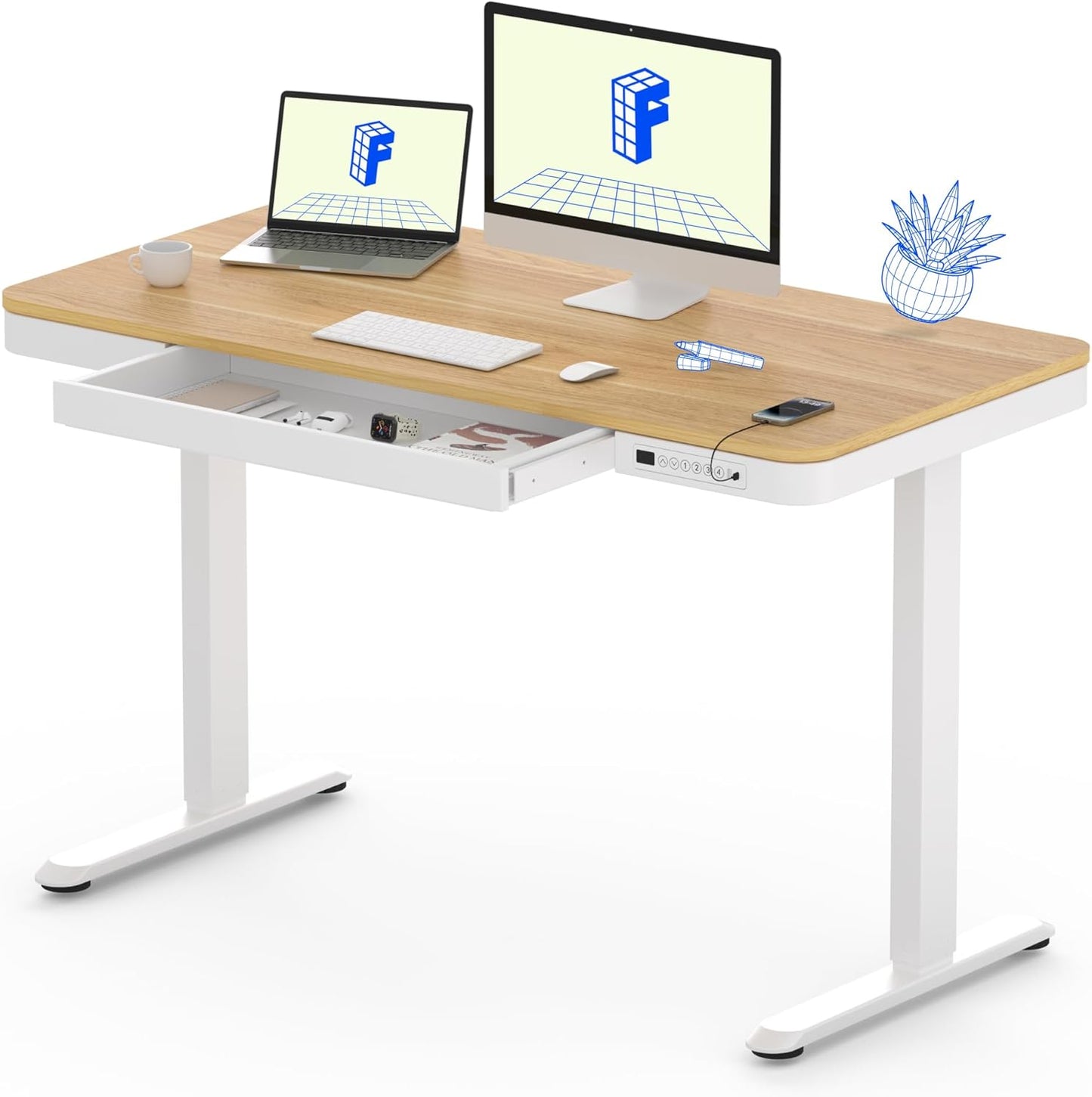 FLEXISPOT Comhar Electric Standing Desk with USB Charging Port