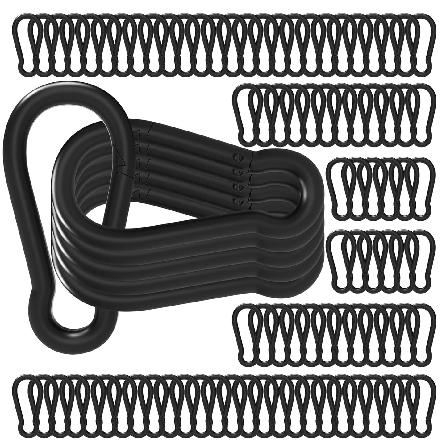 Durable Black Carabiner Clips for Outdoor Activities and More