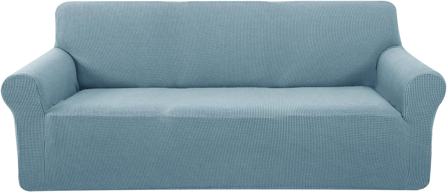 U-NICE HOME Stretch Couch Cover for 3 Cushion Sofa, Light Blue