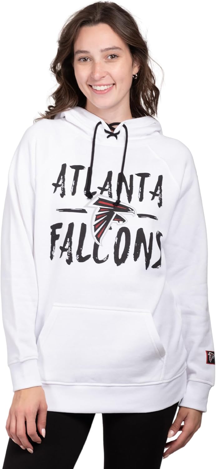 Ultra Game Women's NFL Super Soft Tie Neck Hoodie Sweatshirt