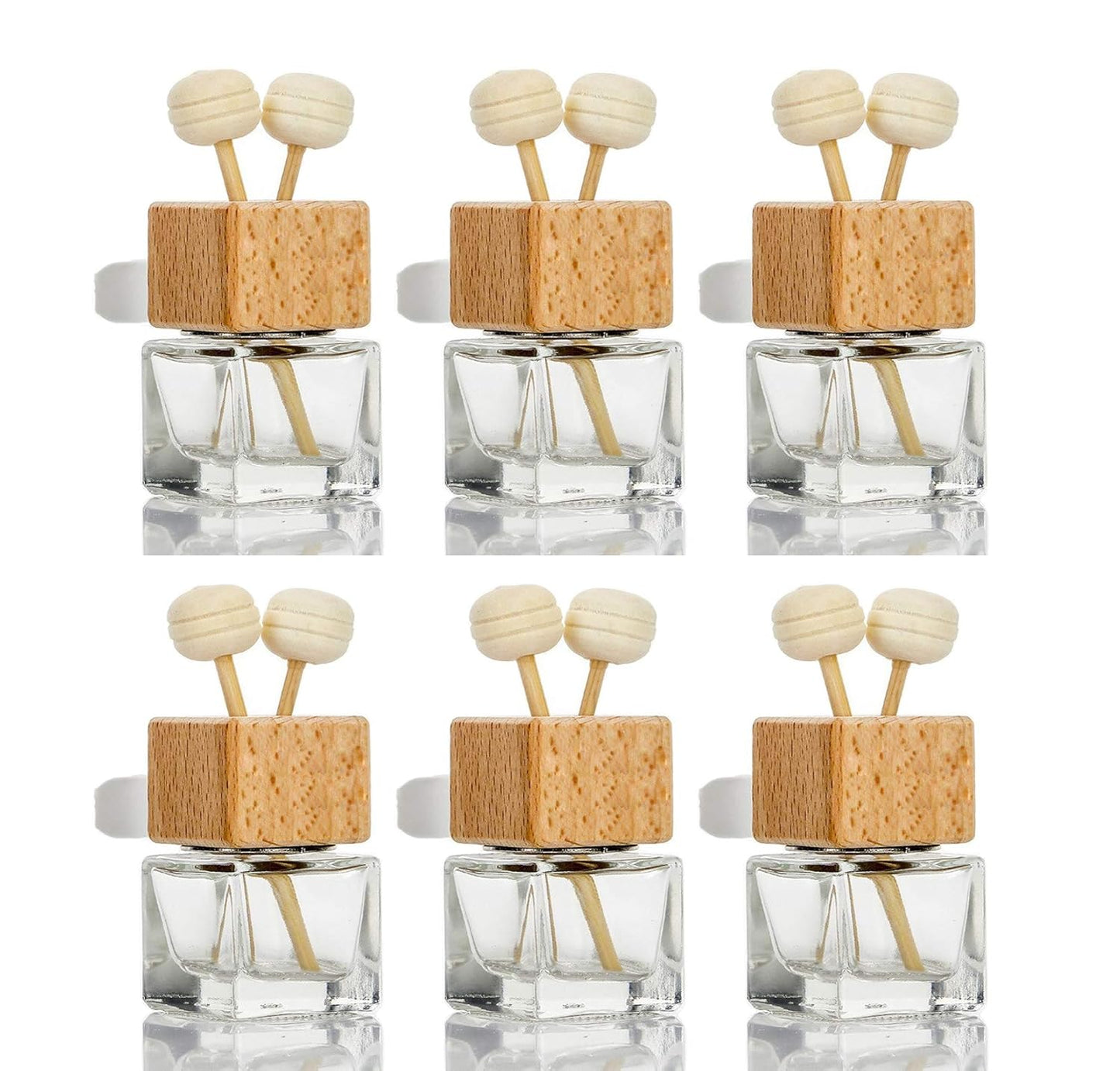 6 Pack Clear Glass Car Essential Oil Diffusers - Relax on the Go!