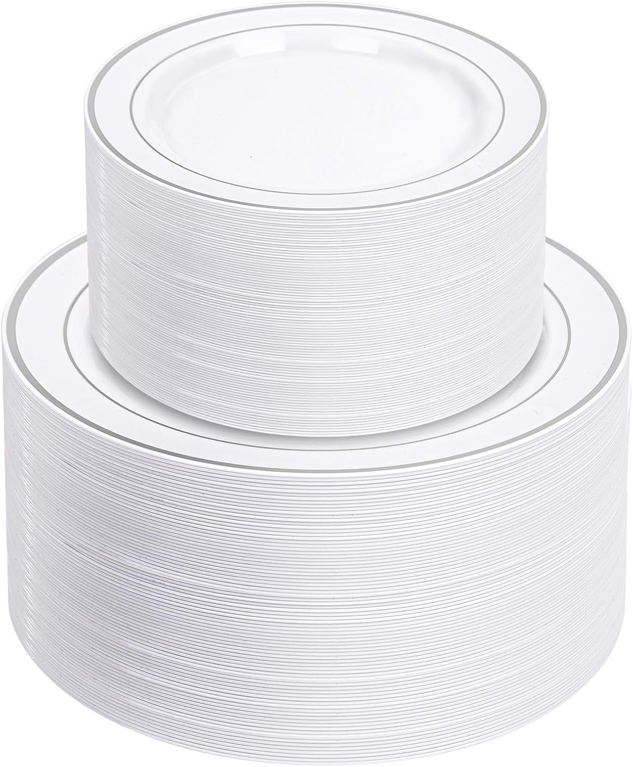 NOCCUR 200PCS Silver Plastic Plates for Parties and Weddings