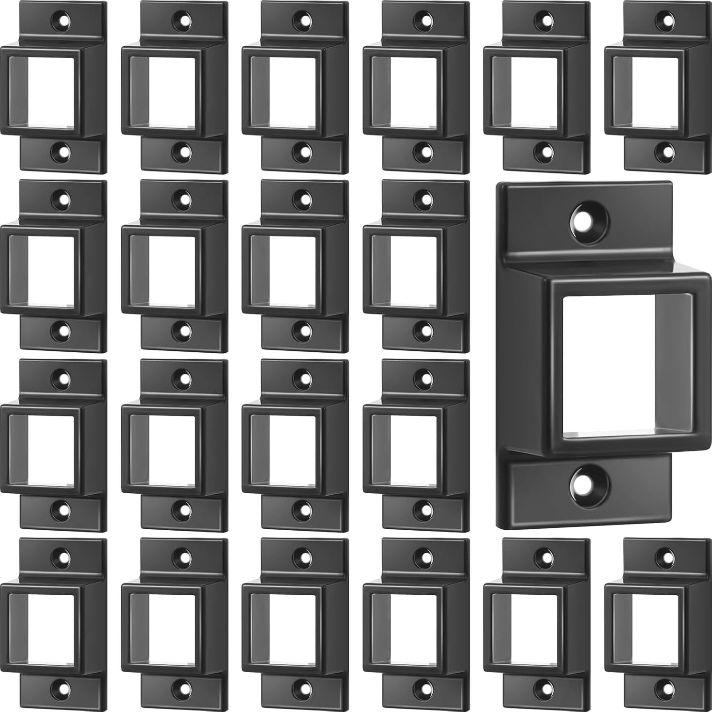 Zonon 20 Pcs 1in x 1in Black Aluminum Fence Brackets for Fencing
