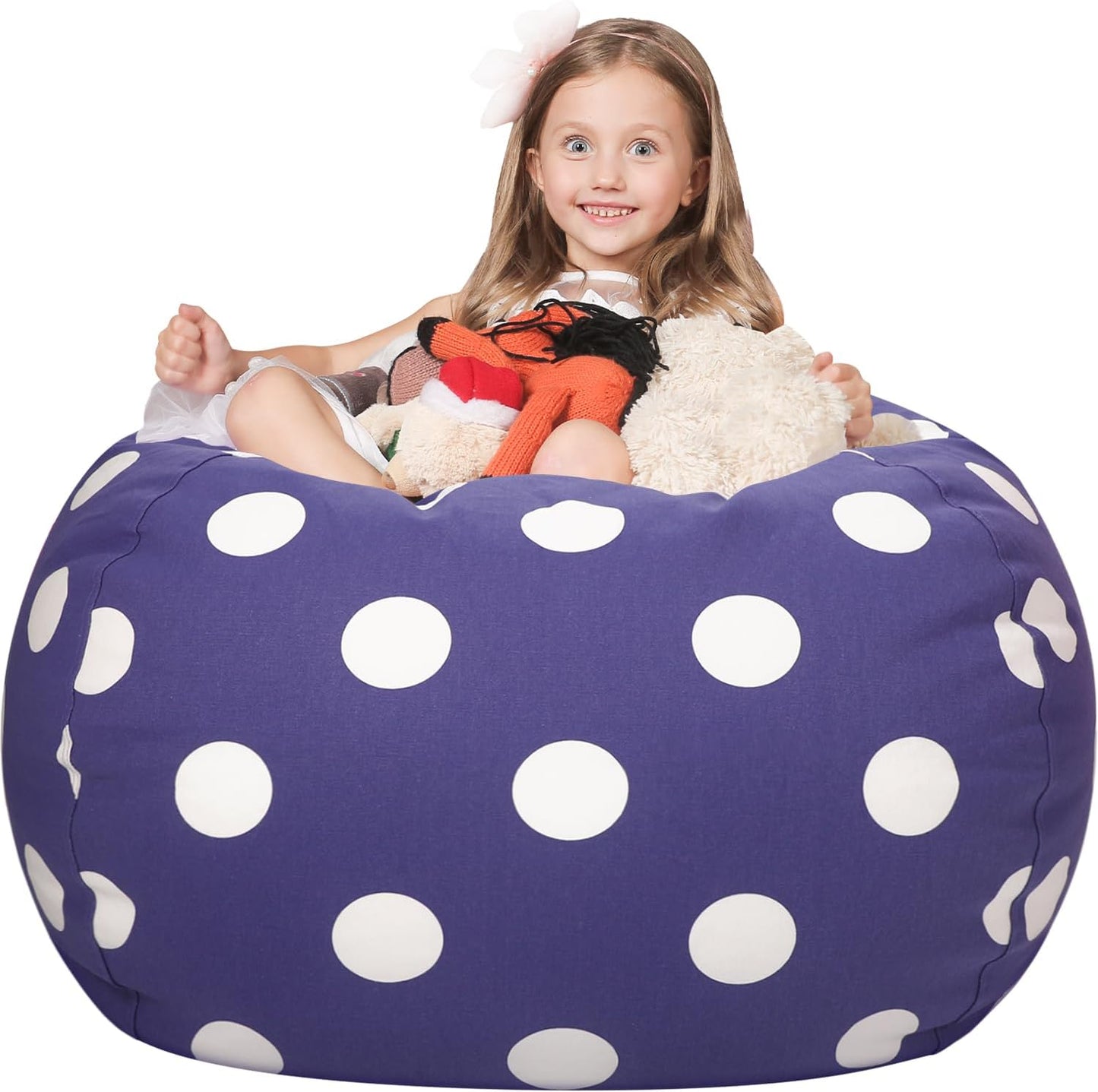 WEKAPO Stuffed Animal Storage Bean Bag Chair Cover for Kids