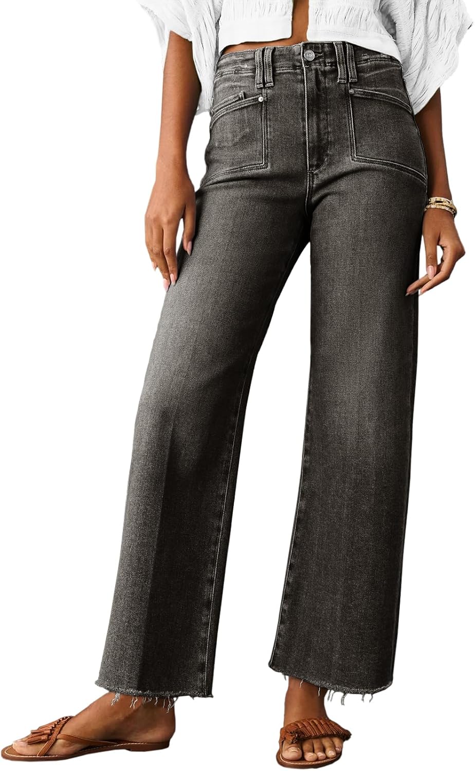 Cropped High Waisted Jeans for Women - Trendy Stretchy Style