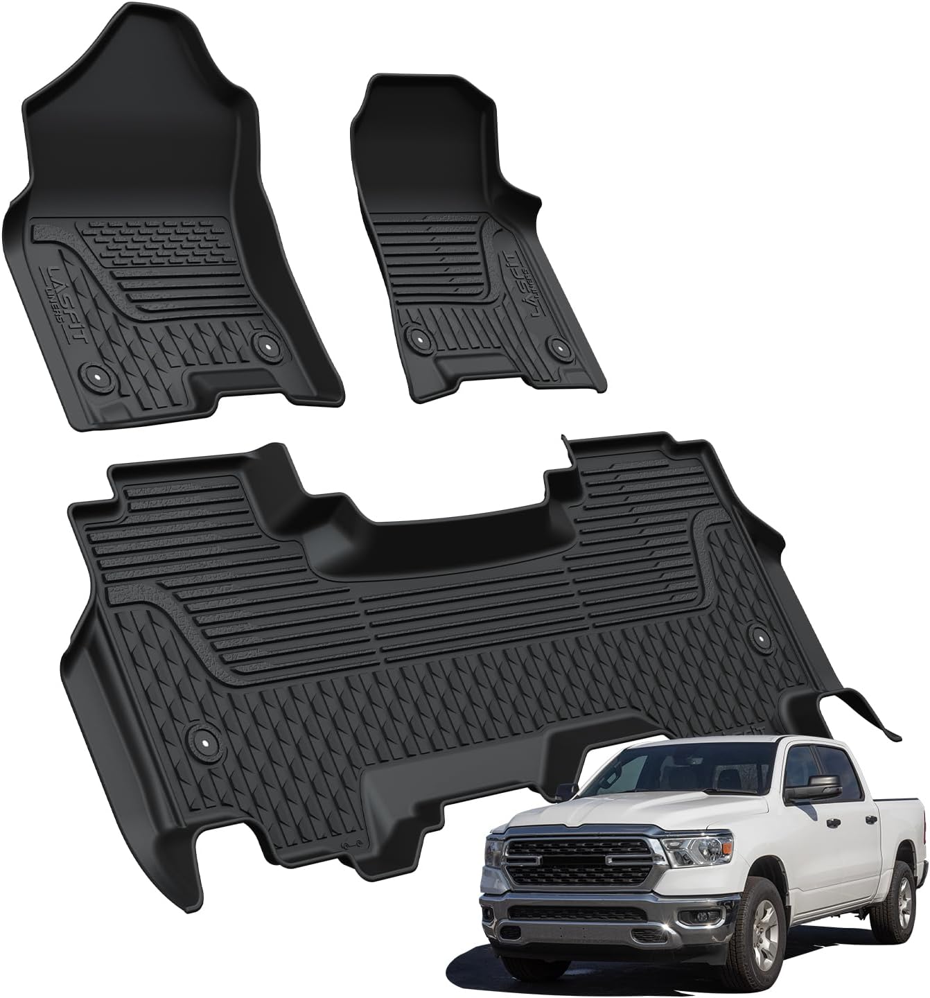 LASFIT Floor Mats for Ram 1500 Quad Cab 2019-2024 - Custom Fit