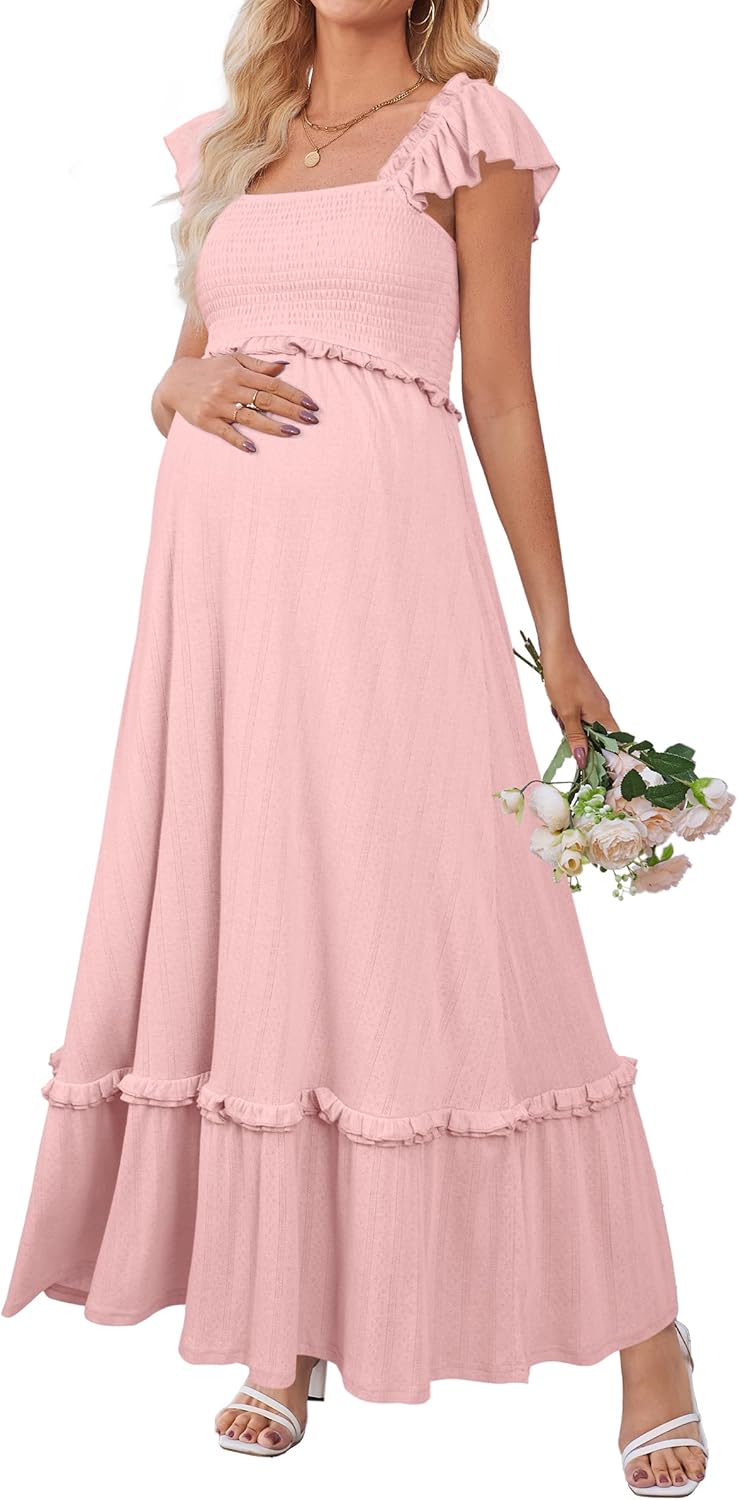 OUGES Womens Summer Maternity Dress for Photoshoots and More