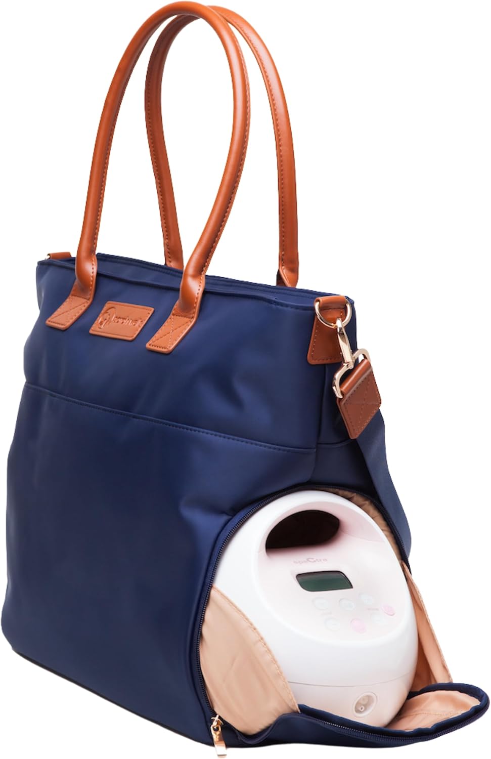 Abby Breast Pump Tote with Real Leather Straps for Moms