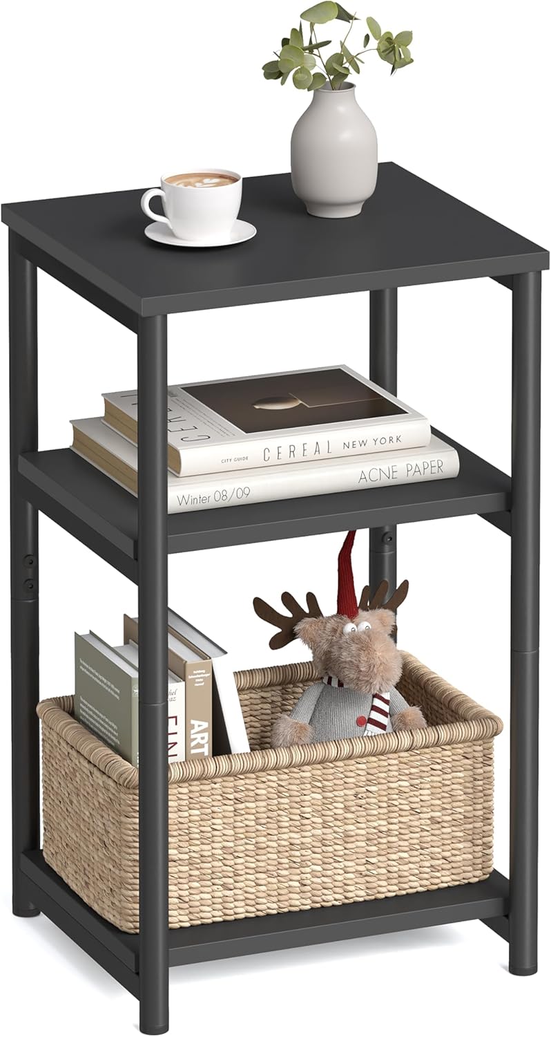 VASAGLE Side Table for Small Spaces - Classic Black Design