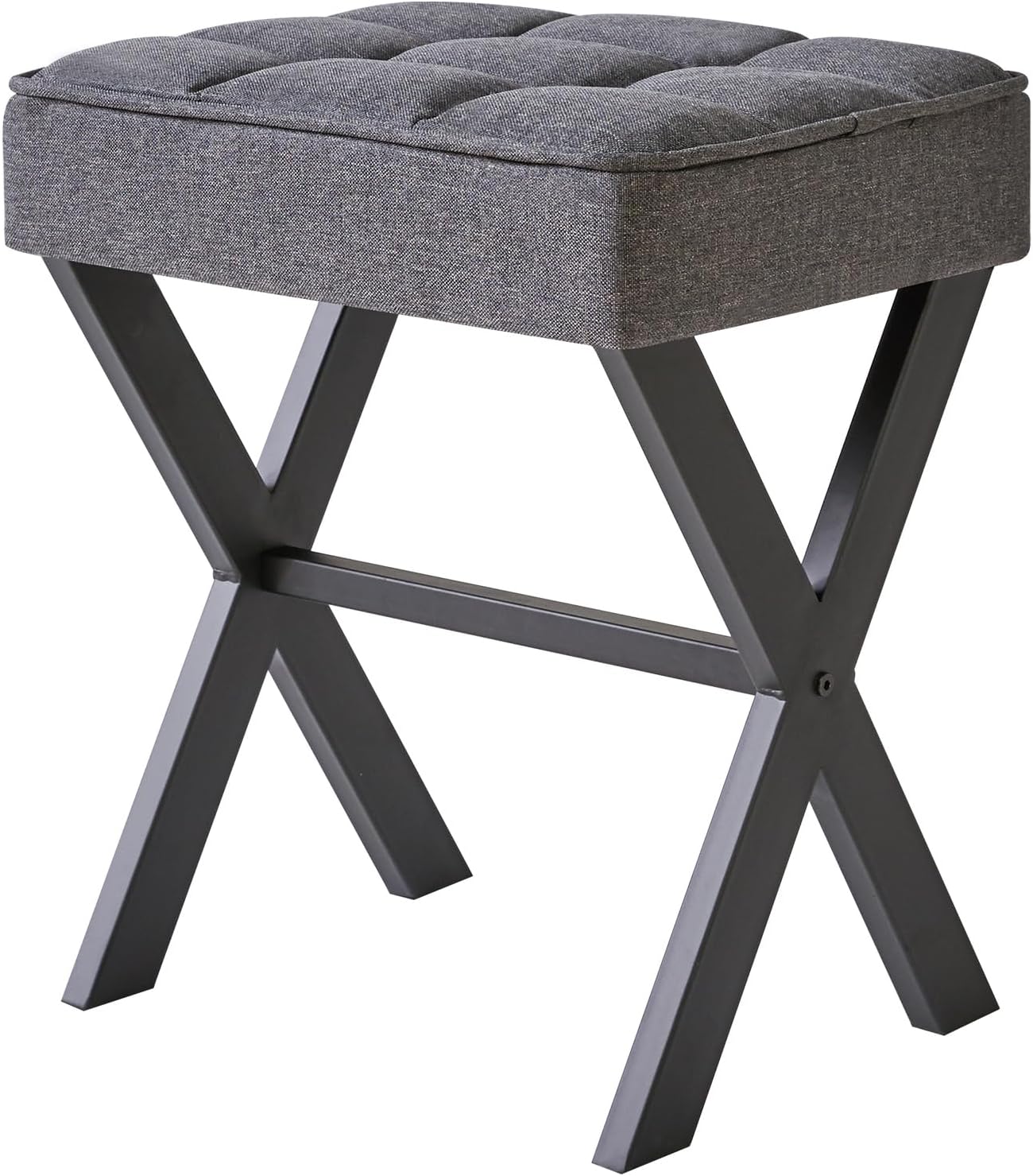 IBUYKE Square Makeup Stool with X-Leg Foot Rest for Versatile Use