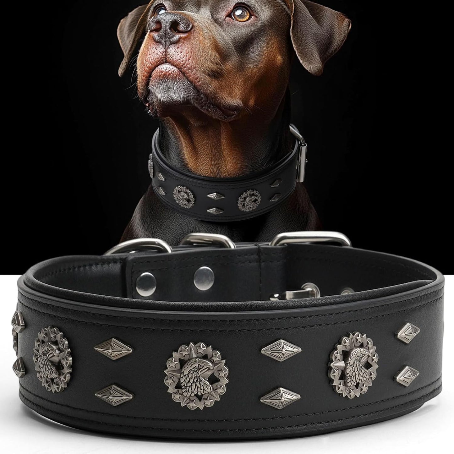 Premium Leather Dog Collar for Large Dogs - Heavy Duty Comfort