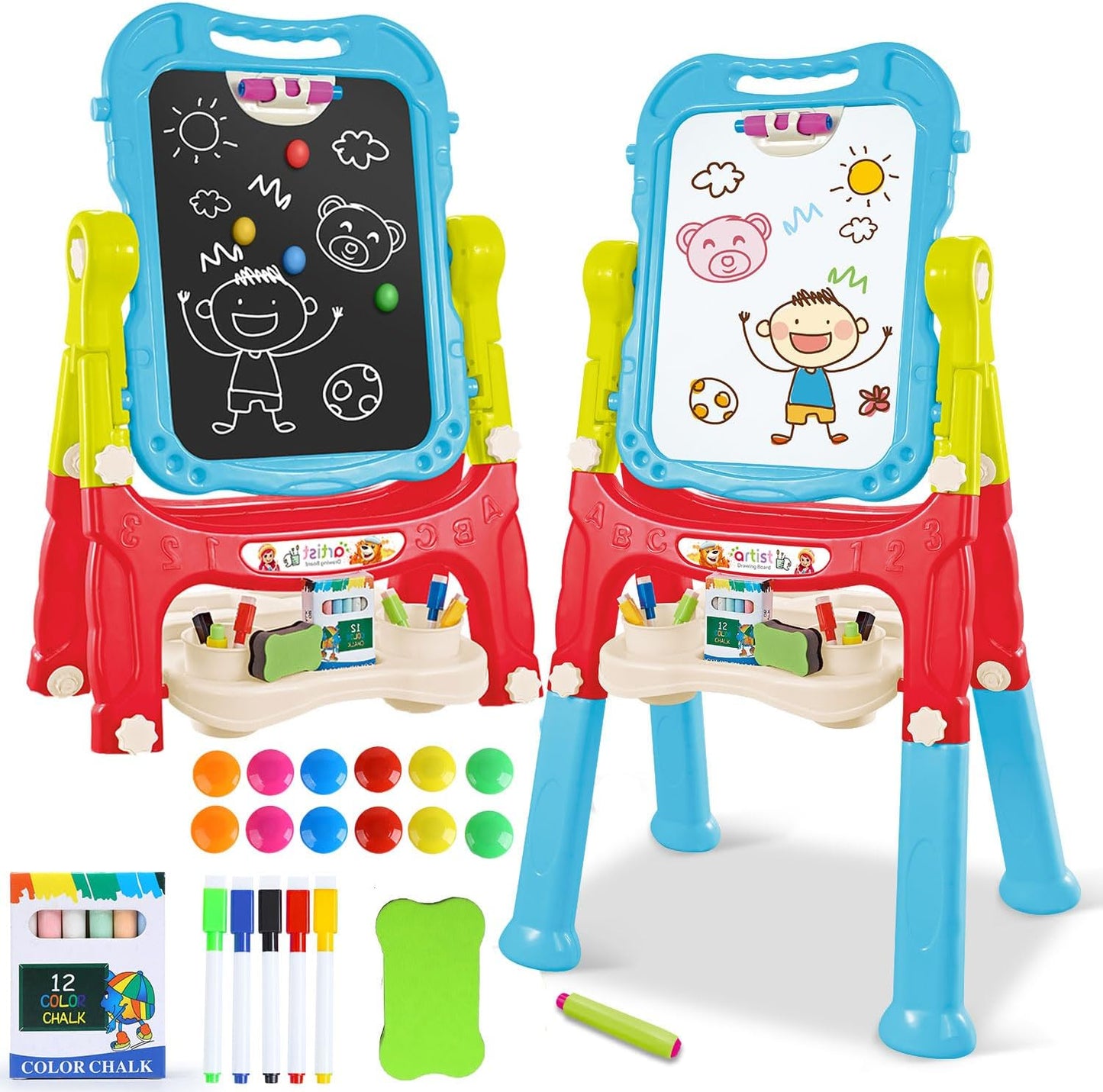 HOLYFUN Rotatable Toddler Art Easel Set
