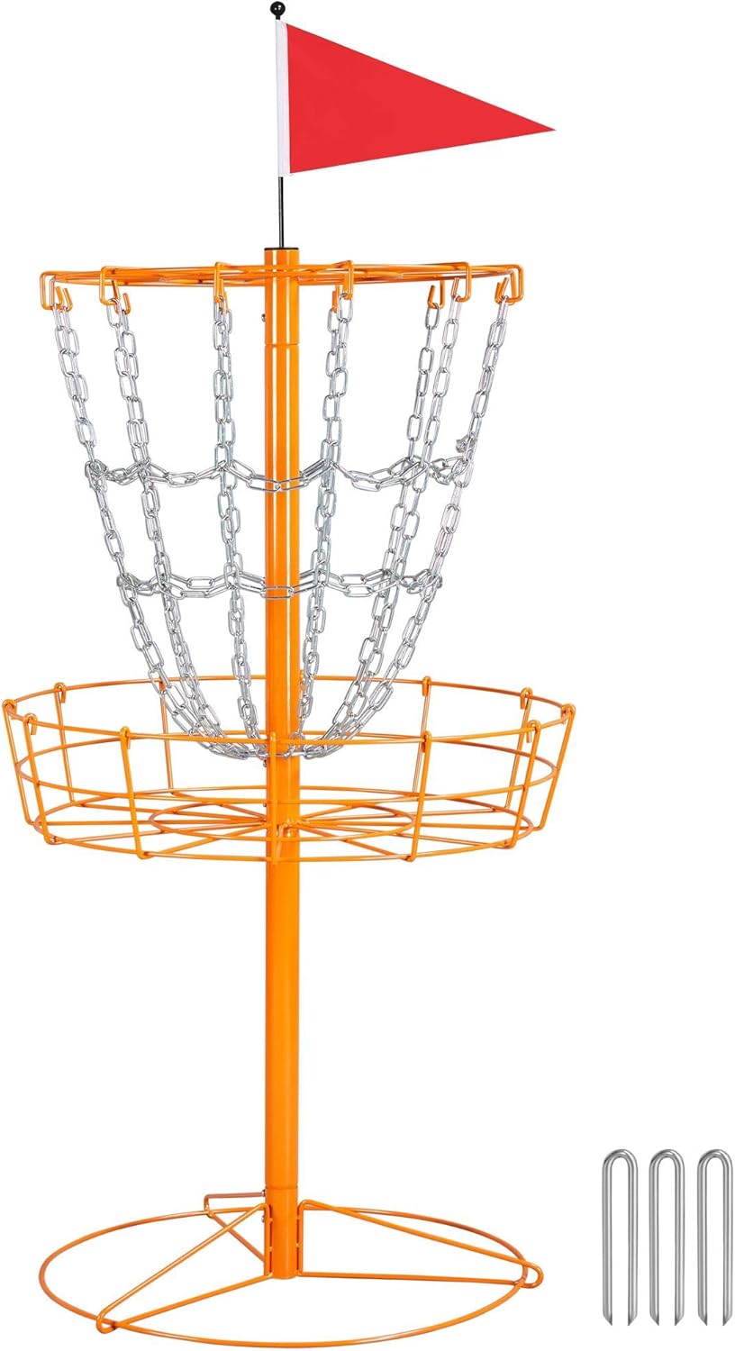 Premium Steel Disc Golf Basket - Orange