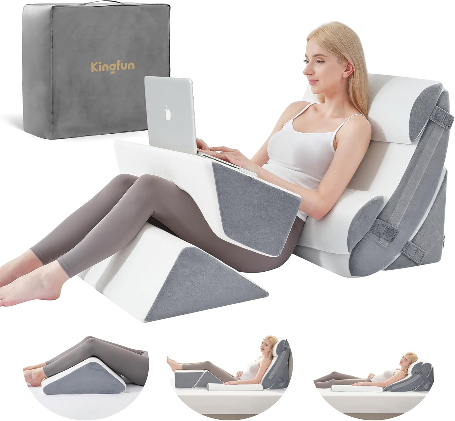 Kingfun 6pcs Orthopedic Bed Wedge Pillow Set for Ultimate Comfort