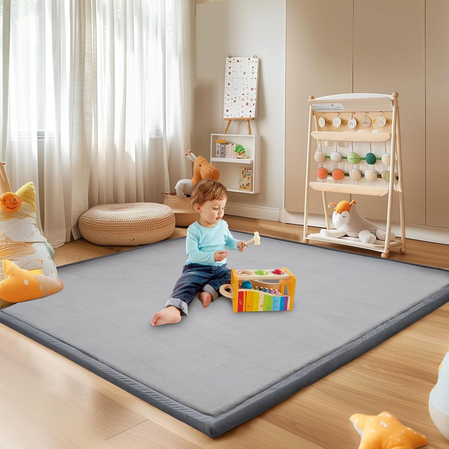 SUNYRISY 70x80in Baby Play Mat for Safe Crawling and Play