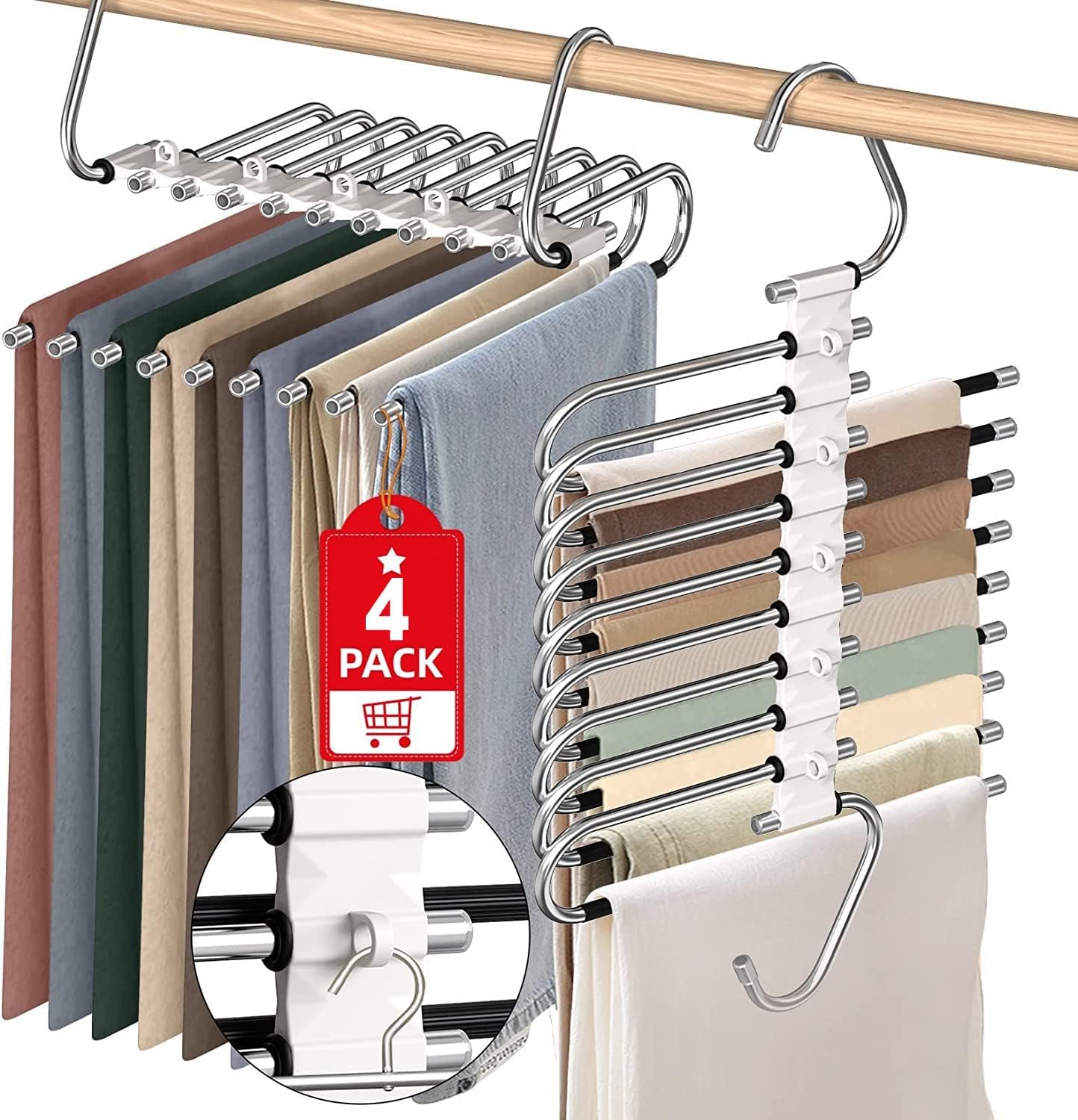 Upgrade 9 Layers Pants Hangers Space Saving Organizer for Closet