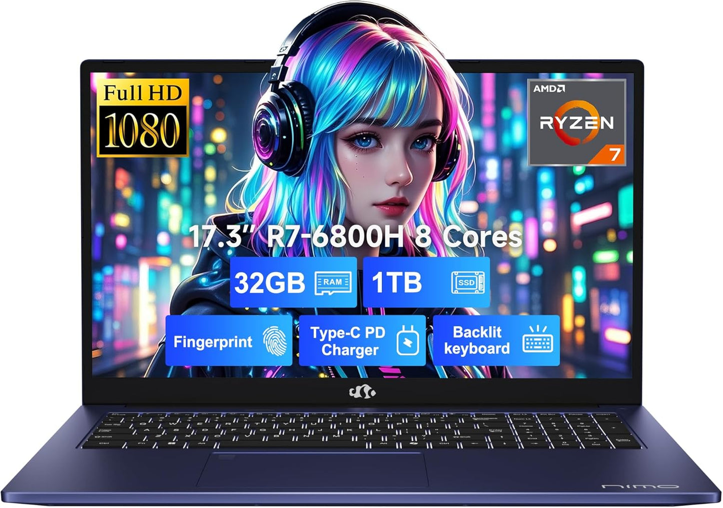 NIMO 17.3 IPS FHD Gaming Laptop with AMD Ryzen 7 Performance