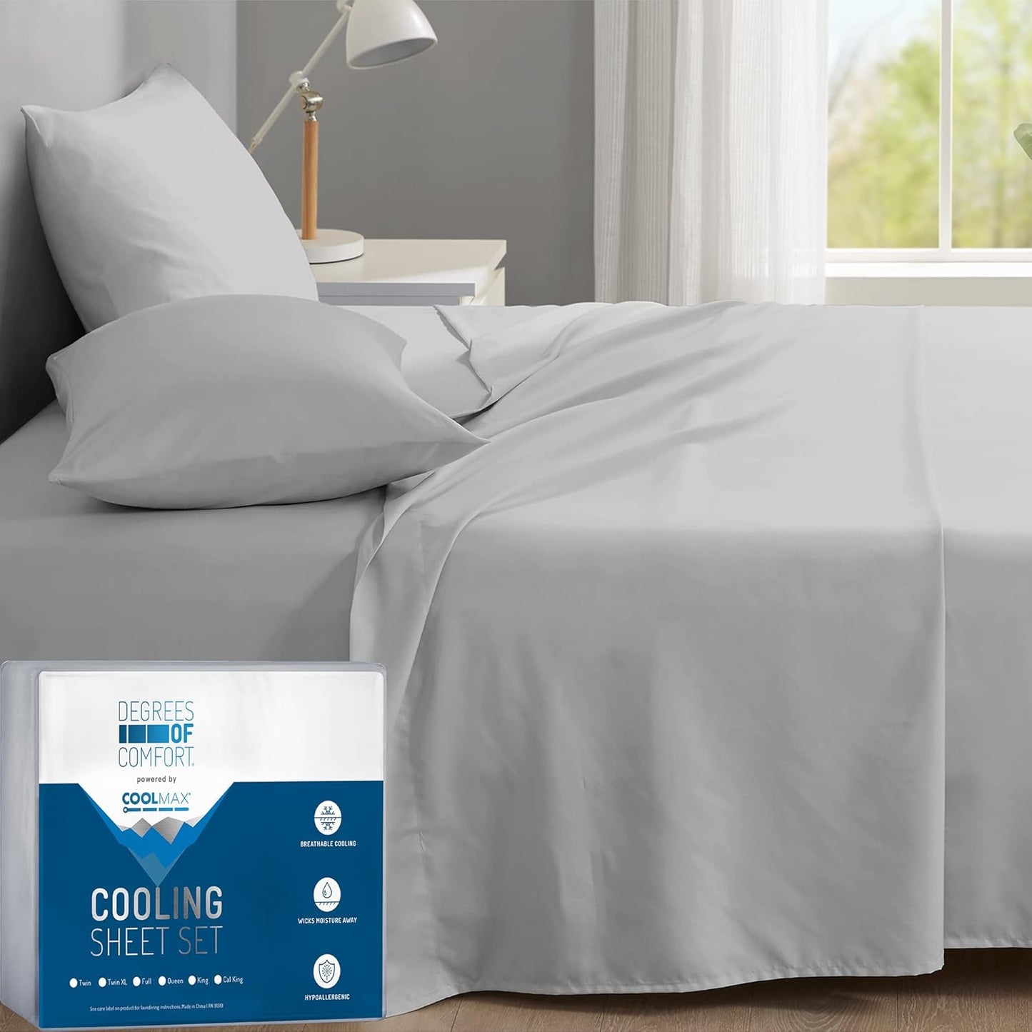 Degrees of Comfort King Size Sheets Set for Hot Sleepers