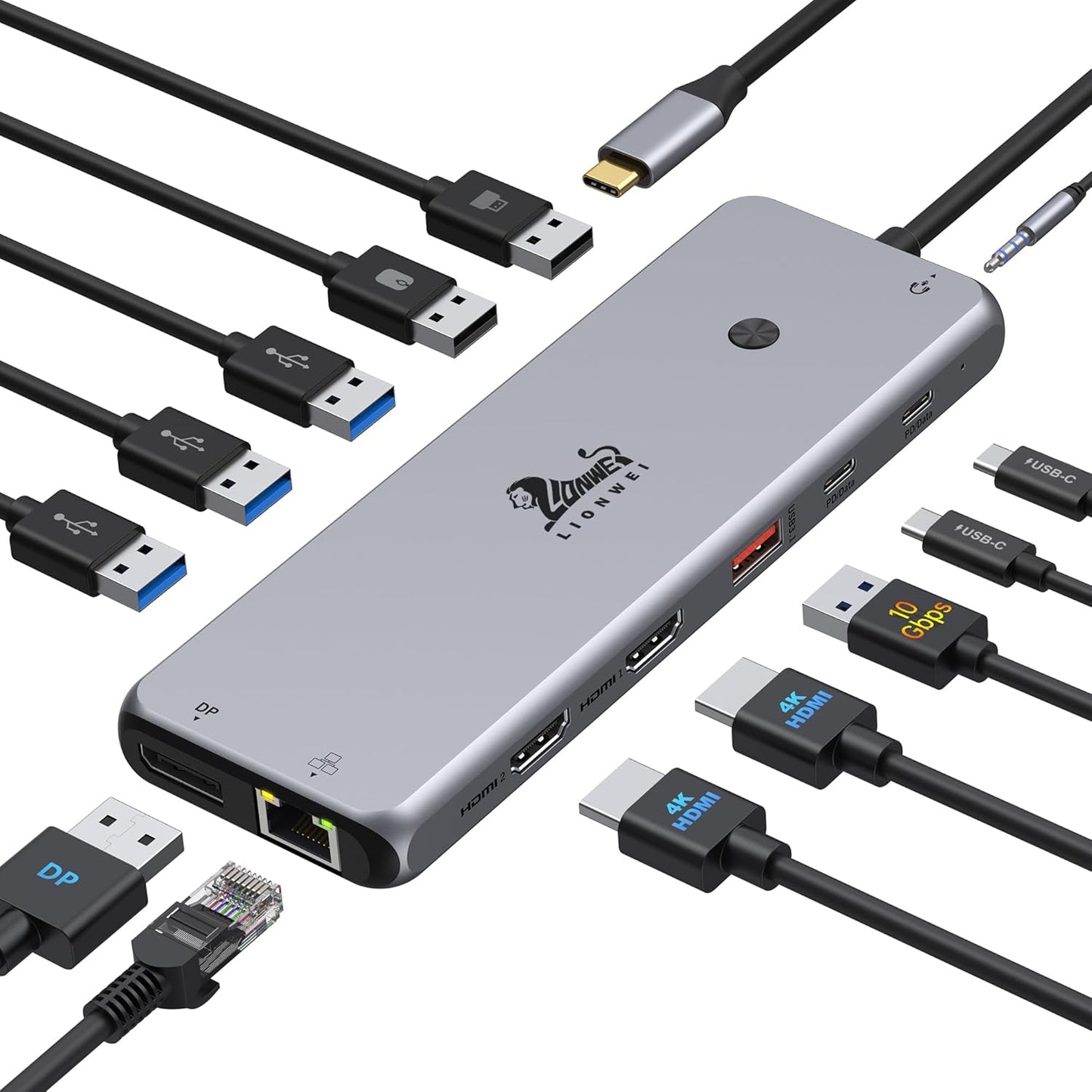 Laptop Docking Station 13 in 1 for Dual Monitor Triple 4K Display
